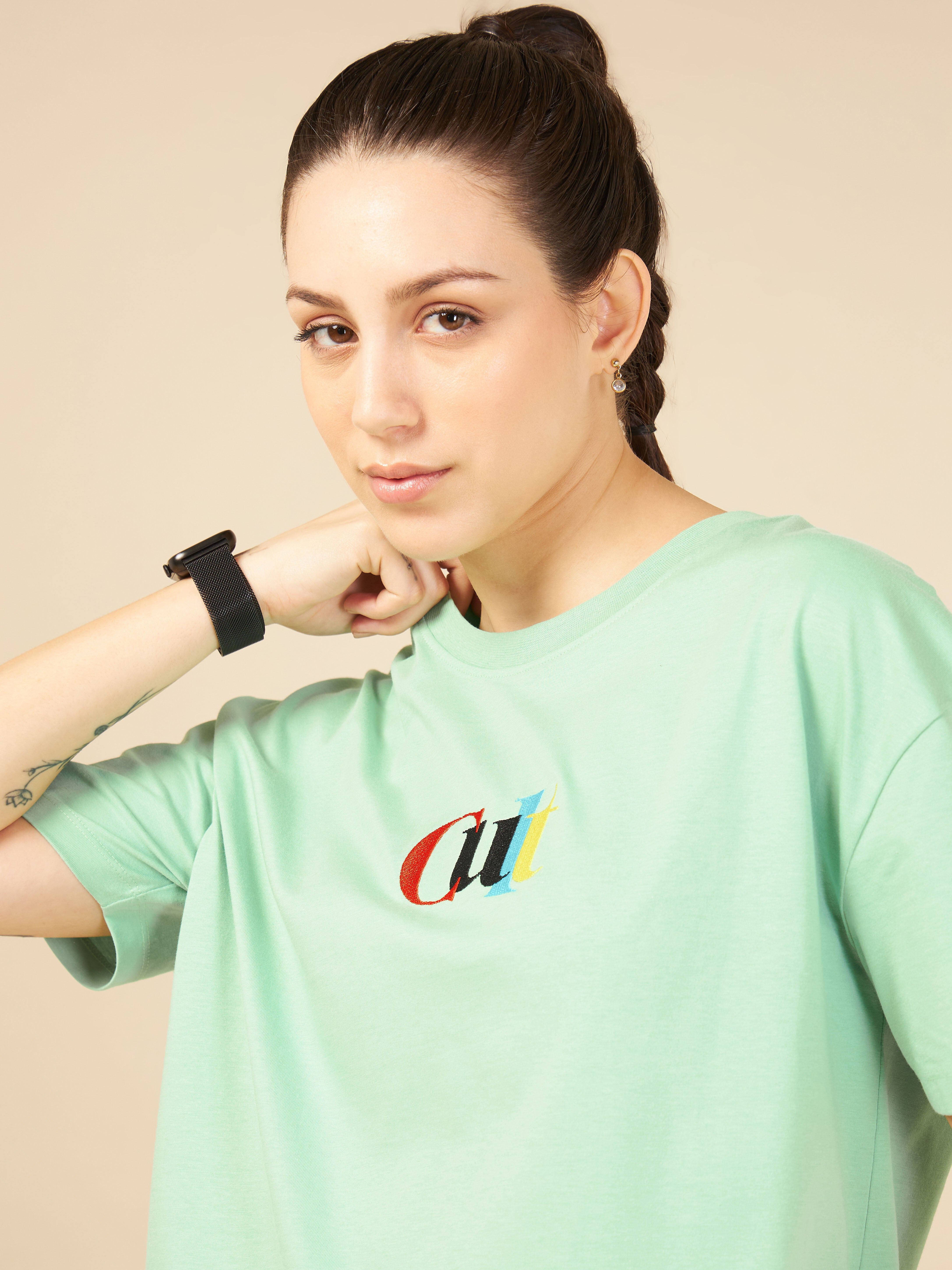 Women Green Cult club T-shirt