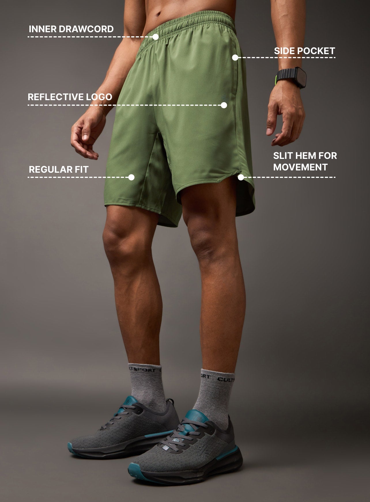 Iconic Olive Running Shorts