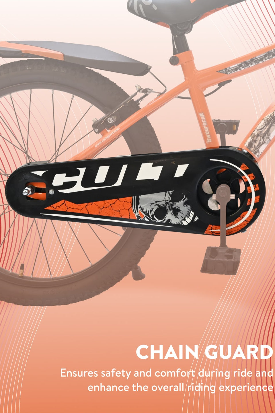 Throne 20T Steel Kids Bike with Rigid Fork, Single Wall Rim, V brakes and Chain Guard Orange White
