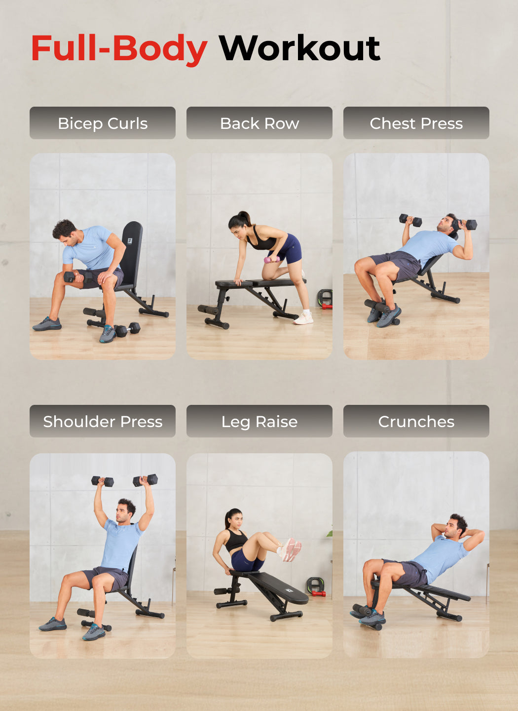 FITKIT by Cult Adjustable Bench for Home Workout with Leg Support | 350kg Weight Capacity