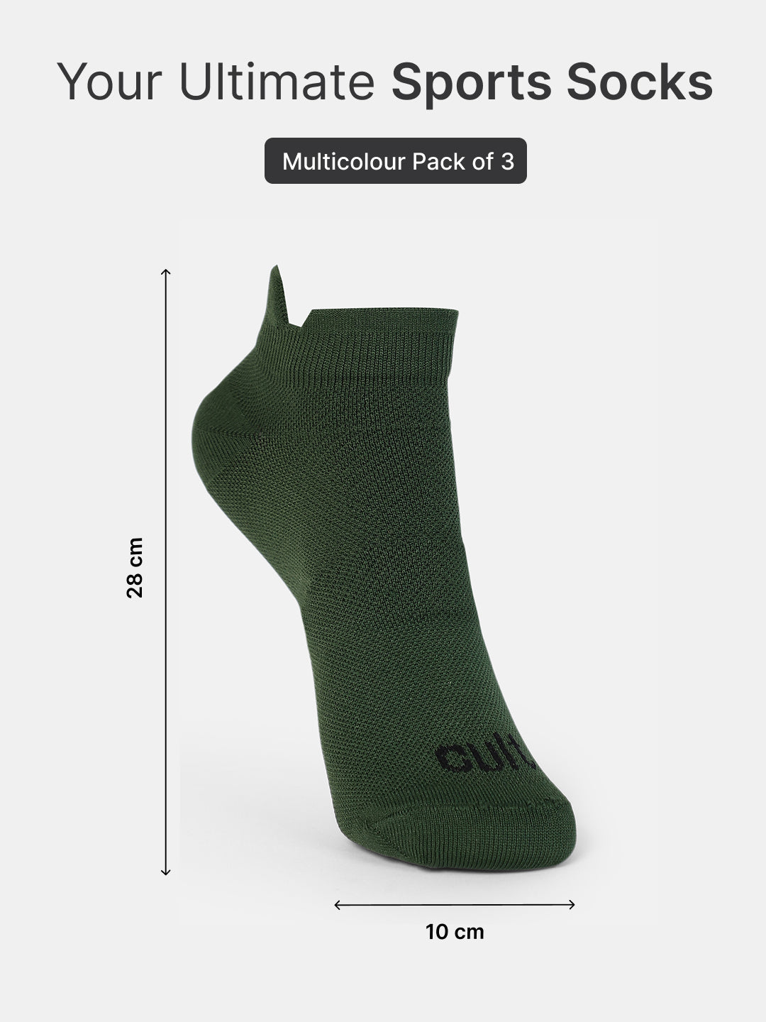 Sports Low Ankle Length Pack of 3 Olive,Black & Maroon Solid Men's Cotton Socks