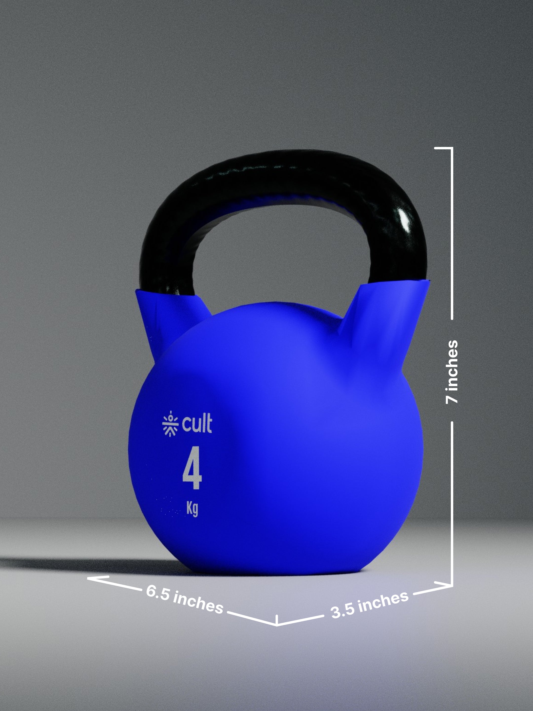 Cult 4kg Neoprene Anti-Slip Grip Colored Kettlebell for Home Workout - Blue