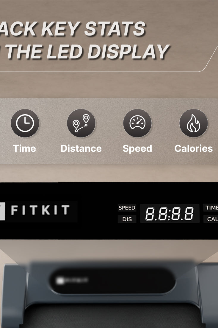 Fitkit by Cult Walking Pad Neo Grey (BLDC 3.5HP Peak Power) Compact & Foldable Under Desk BLDC Motor Treadmill | Max Weight: 120kg | Home use with Remote Control