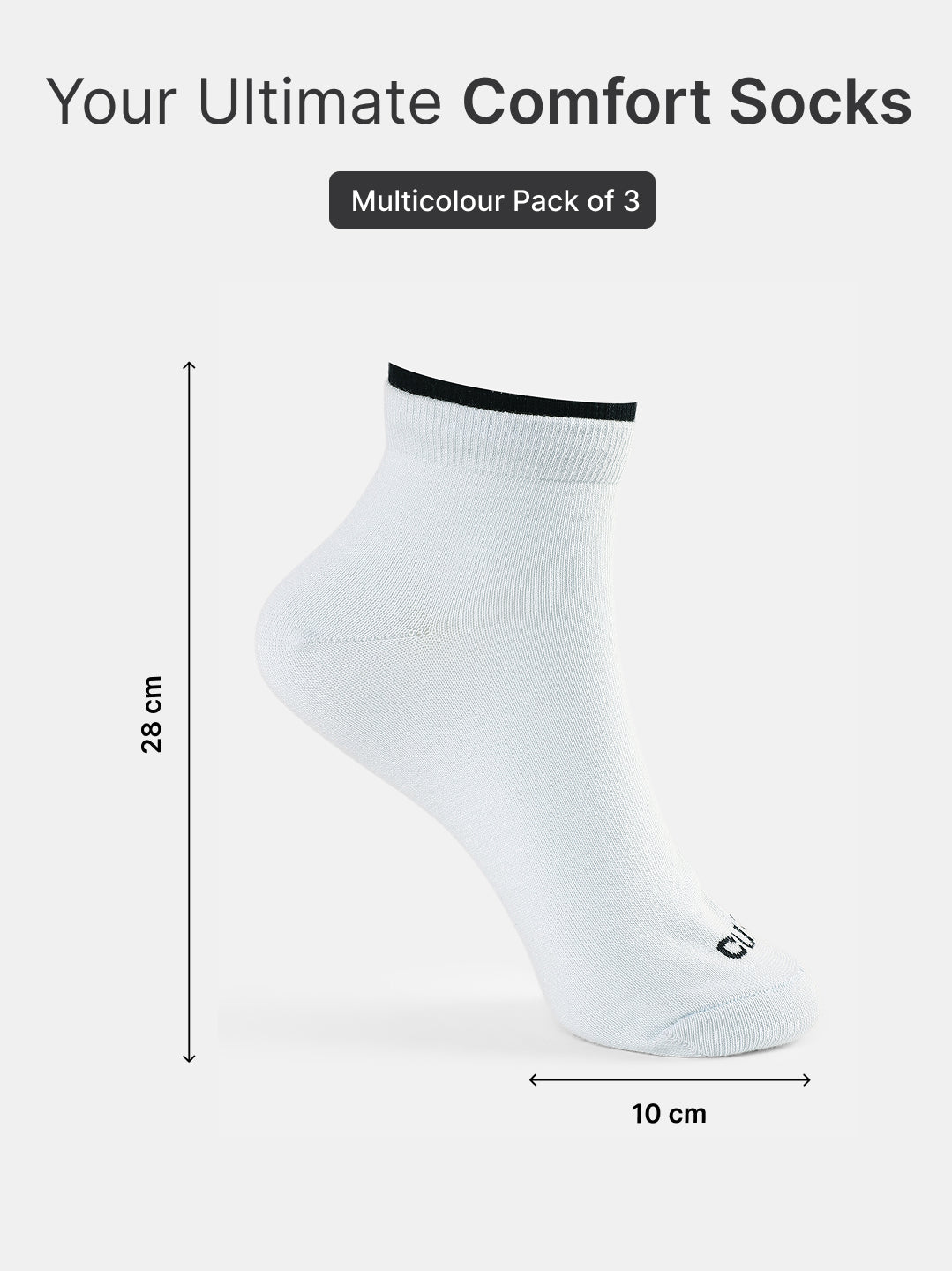 Casual Ankle Length Pack of 3 White,Yellow & Powder Blue Solid Men's Cotton Socks
