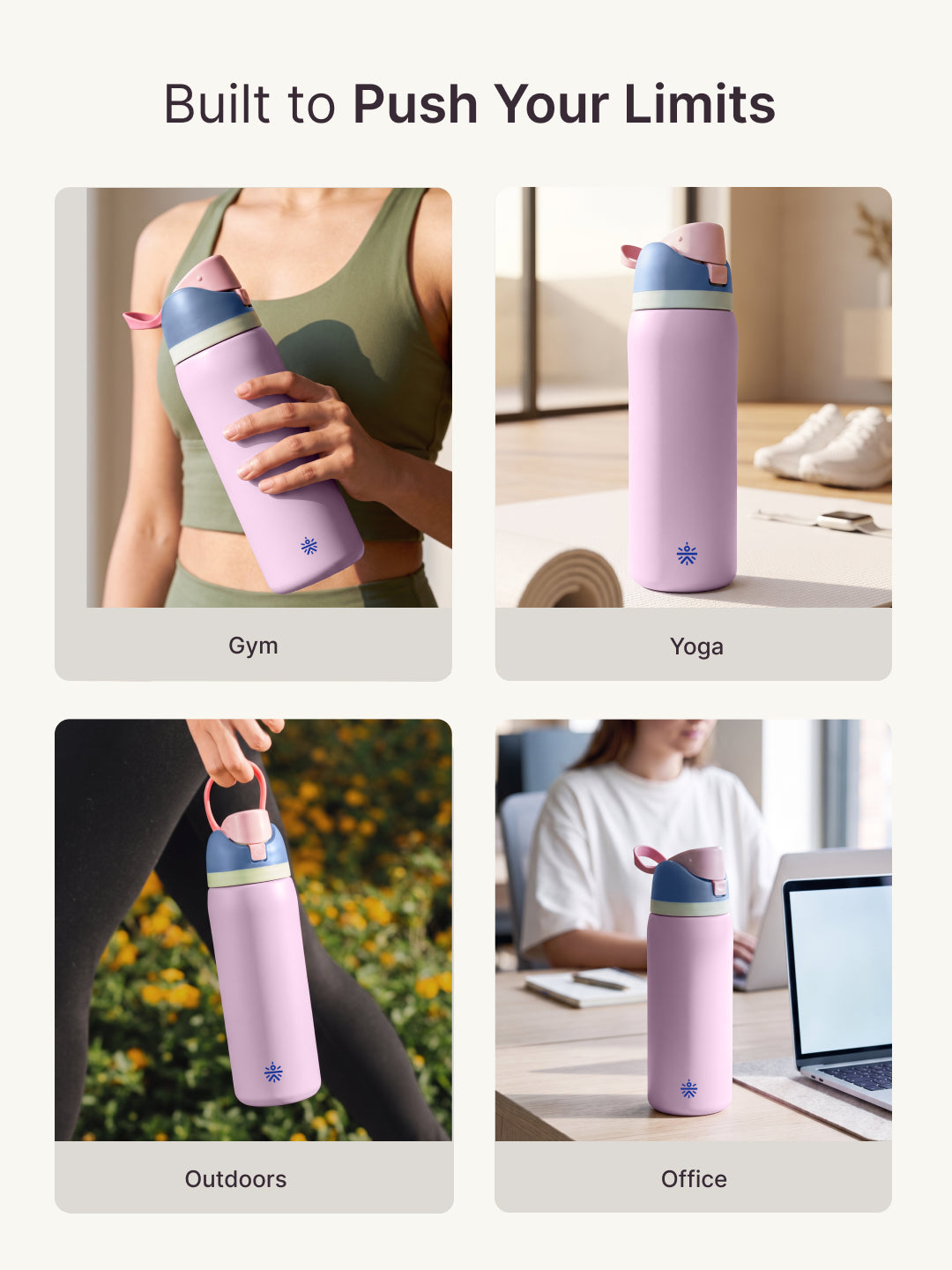 Cult Stainless Steel Water Bottle with Leakproof Dual Sip & Swig Design Cap & Carry Handle Pink