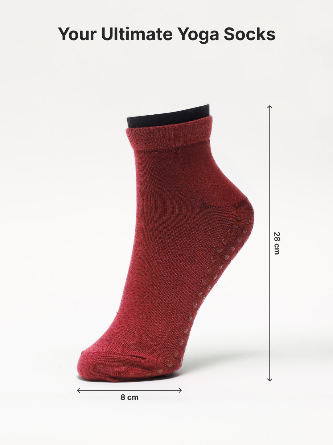 Yoga Anti-skid Ankle Length Pack of 2 Blue & Maroon Unisex Cotton Socks