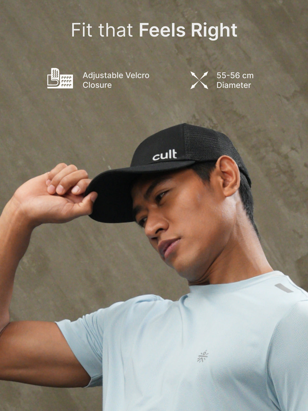 cult Half Mesh Cap Black- Unisex Adjustable Cap for Men & Women