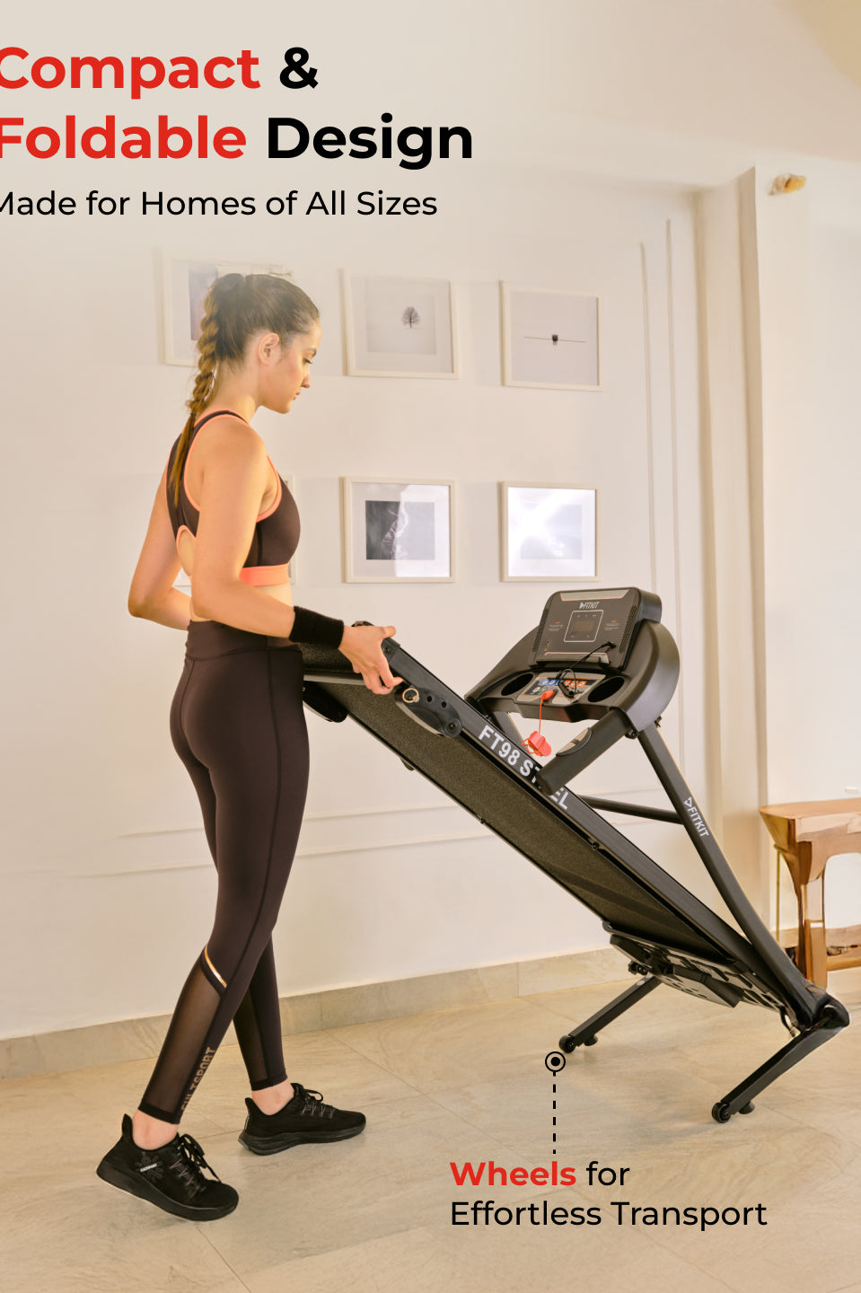 FT98Steel 3HP Treadmill | 3-Level Manual-Incline | Max Speed-12.8kmph | Max Weight-100kg (with 6 months extended warranty)