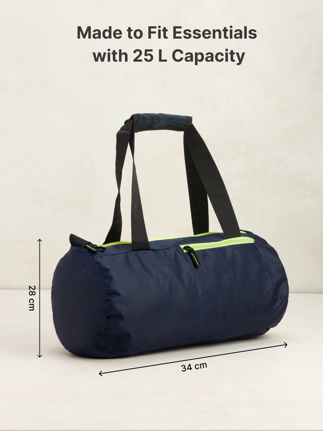 cult 20 Litre Foldable Gym/Duffle Bag for Men & Women Duffle Bag with Side Pocket & Shoulder Strap Comfortable Handle Neon