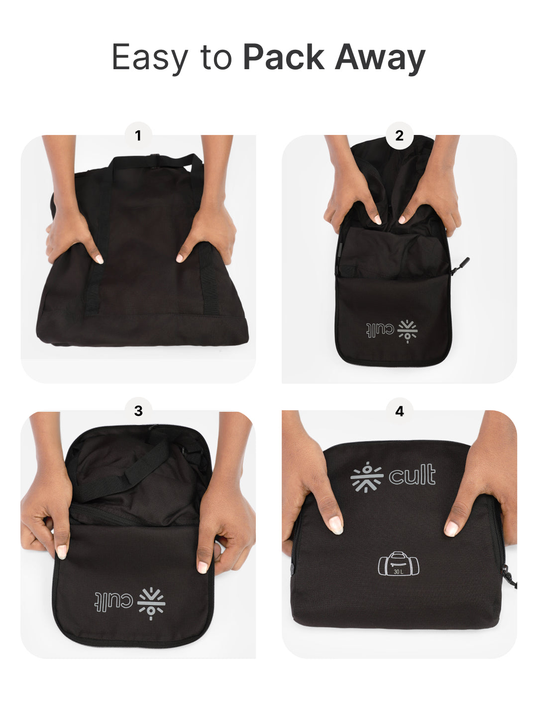 cult Foldable Duffle Bag 30L Black