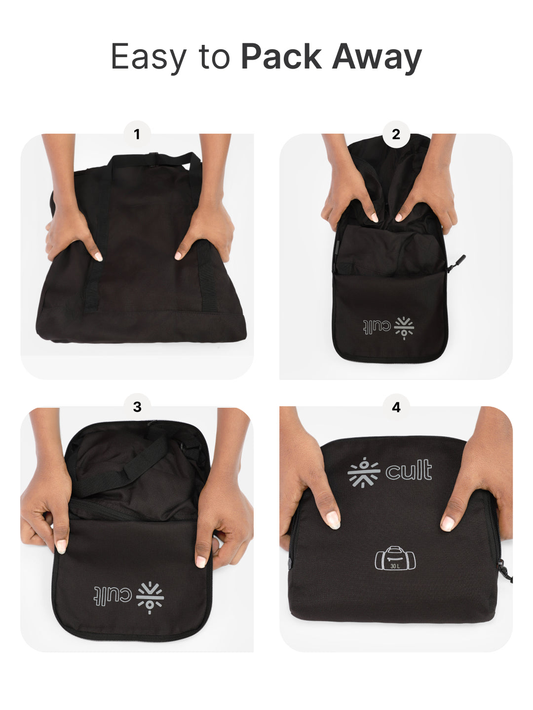 cult Foldable Duffle Bag 30L Black