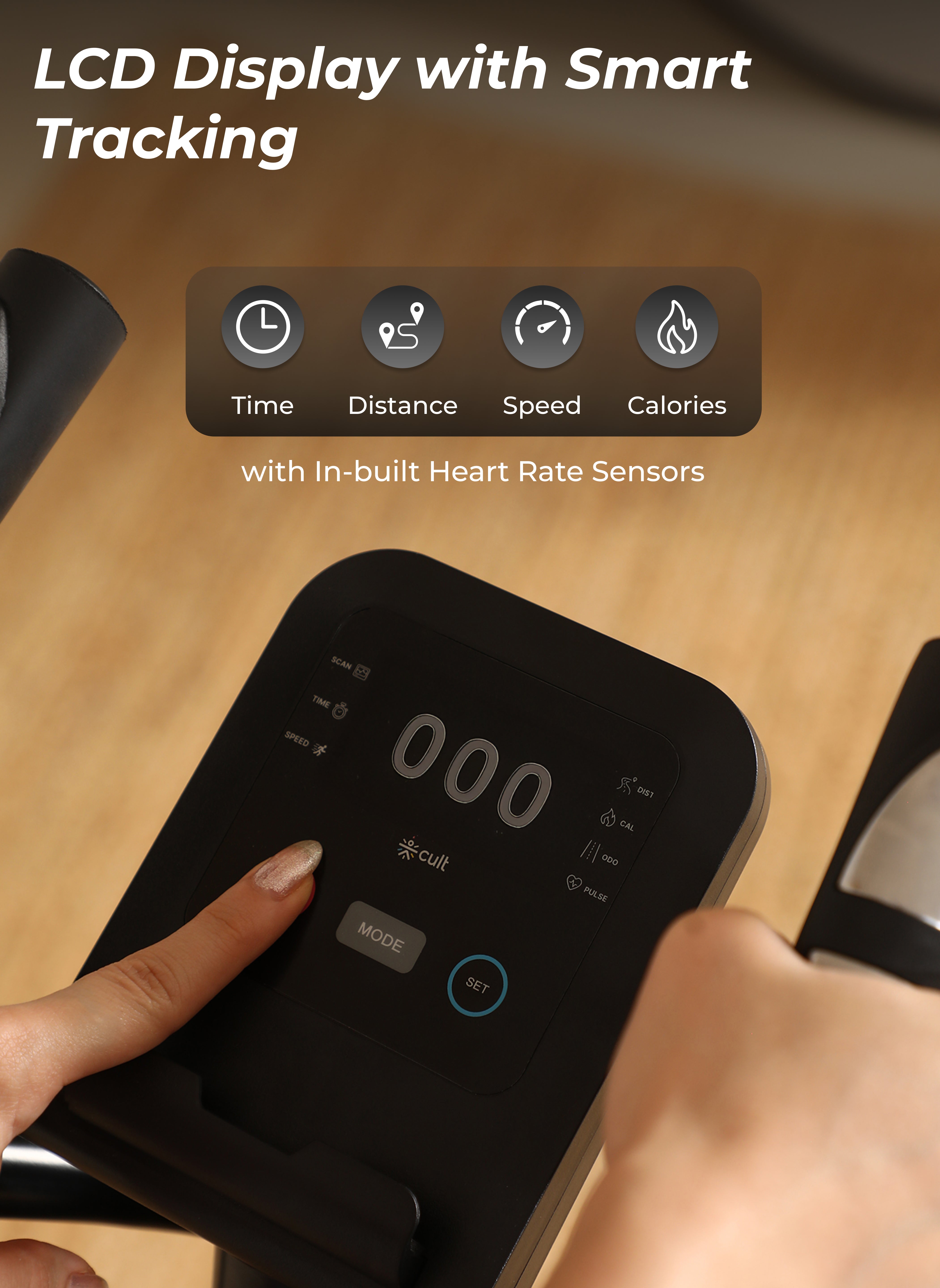 Cult SmartCrossNeo Magnetic Elliptical Trainer | 4Kg Flywheel | Max Weight: 130Kg | Home Use Cross Trainer - Black