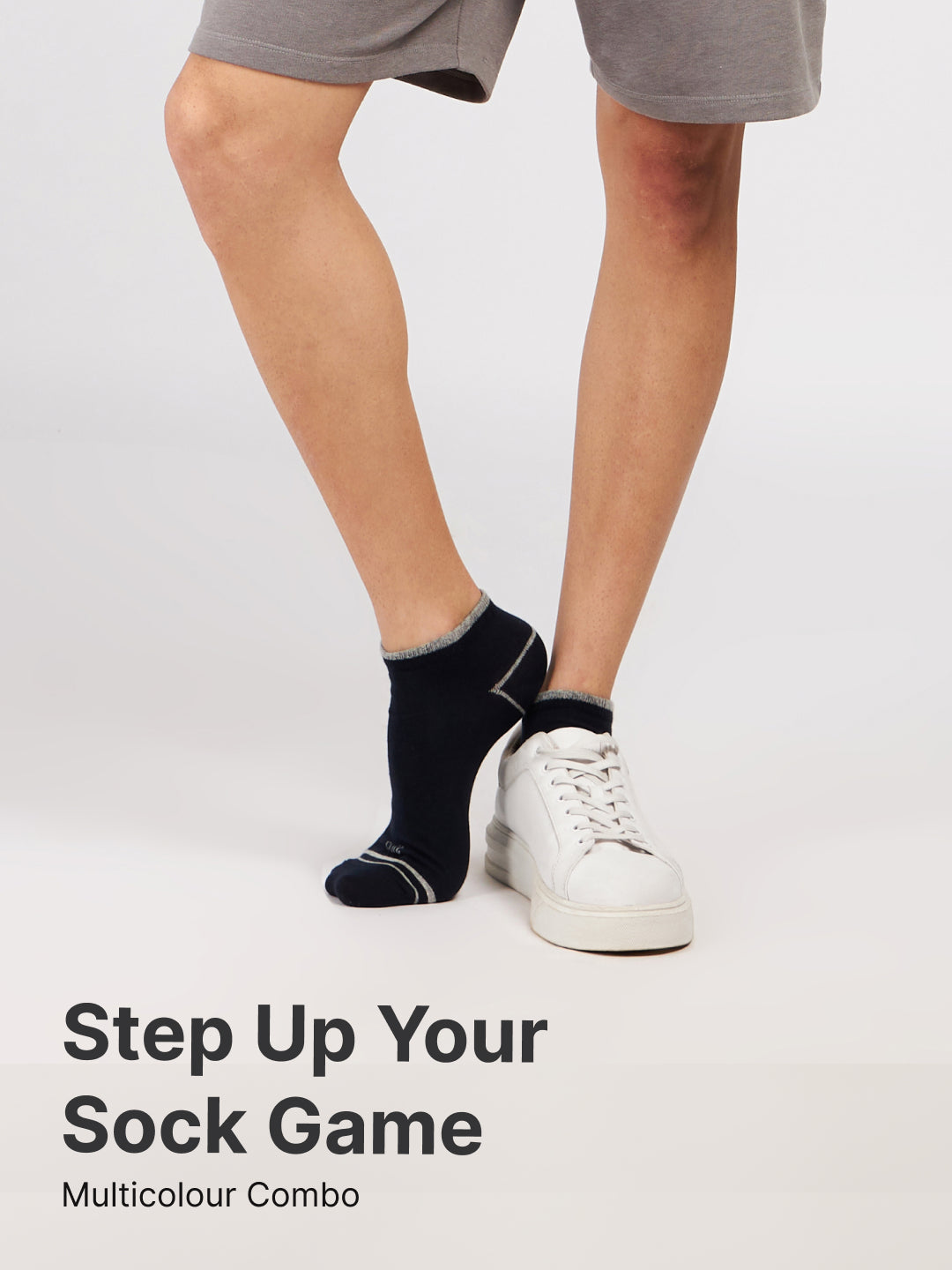 Casual Ankle Length Cotton Pack of 3 Black,White & Grey Socks Men