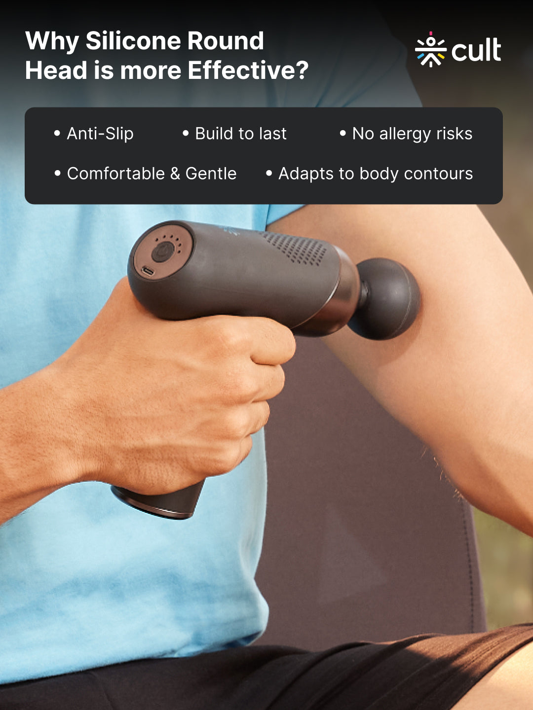 Cult Volt Plus, Full Body Professional Gun Massager, QuietMotion Tech, Deep Tissue Percussions, 3000mAh battery, 6 Speed levels, Silicone head, Carry Pouch.