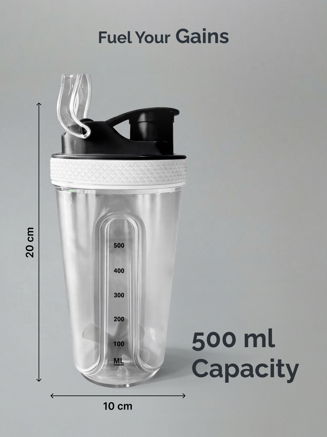 CULT FrostBlend Shaker Bottle 500 ml, Leak-Proof Multipurpose Shaker for Protein, Gym & Fitness Frosted White