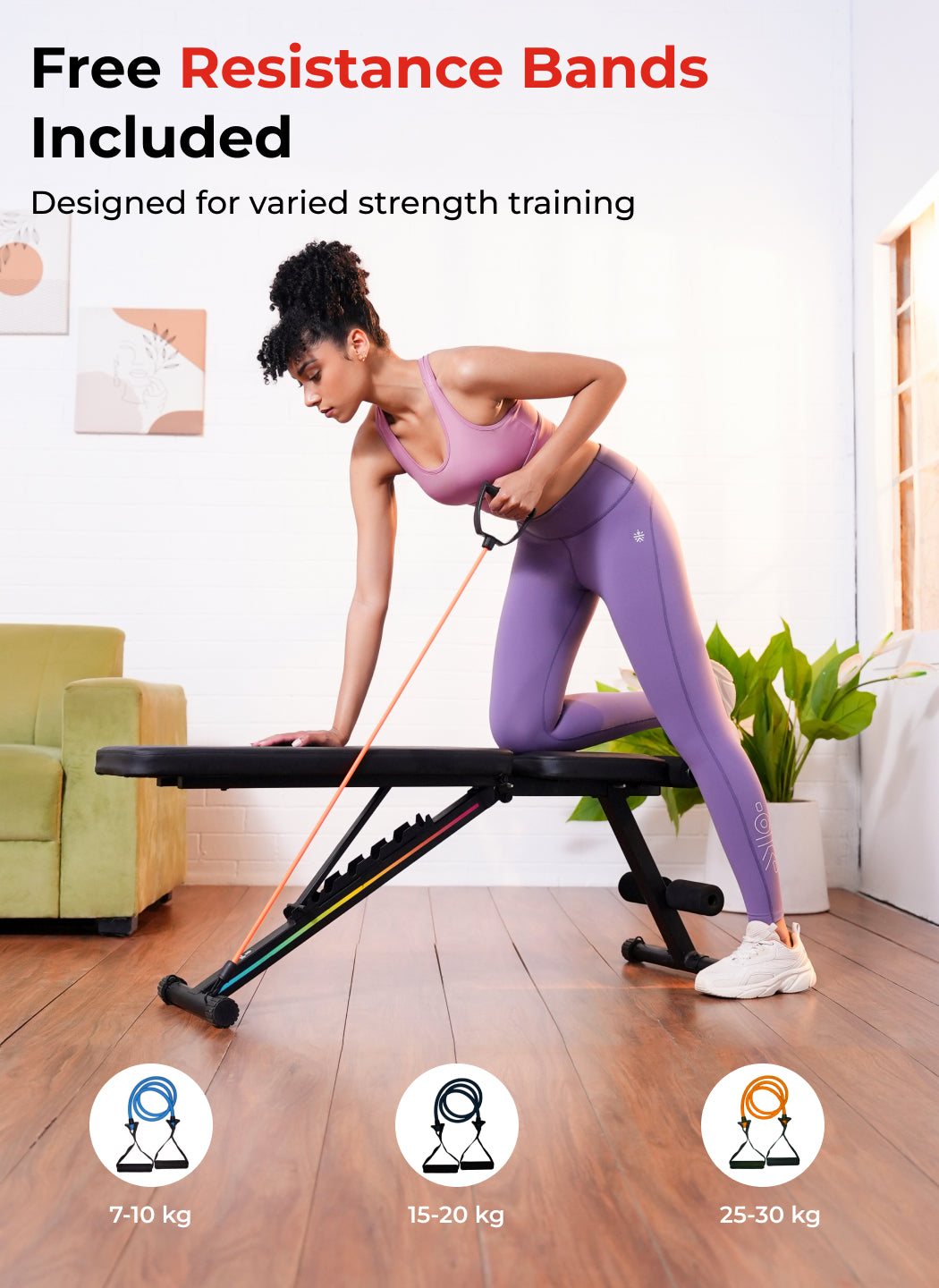 Cult Strivo Foldable Adjustable Workout Bench | 350Kg Max Weight | 8-Level Incline & Decline | High-Density Cushioning & Heavy-Duty Steel Frame Home Use Bench