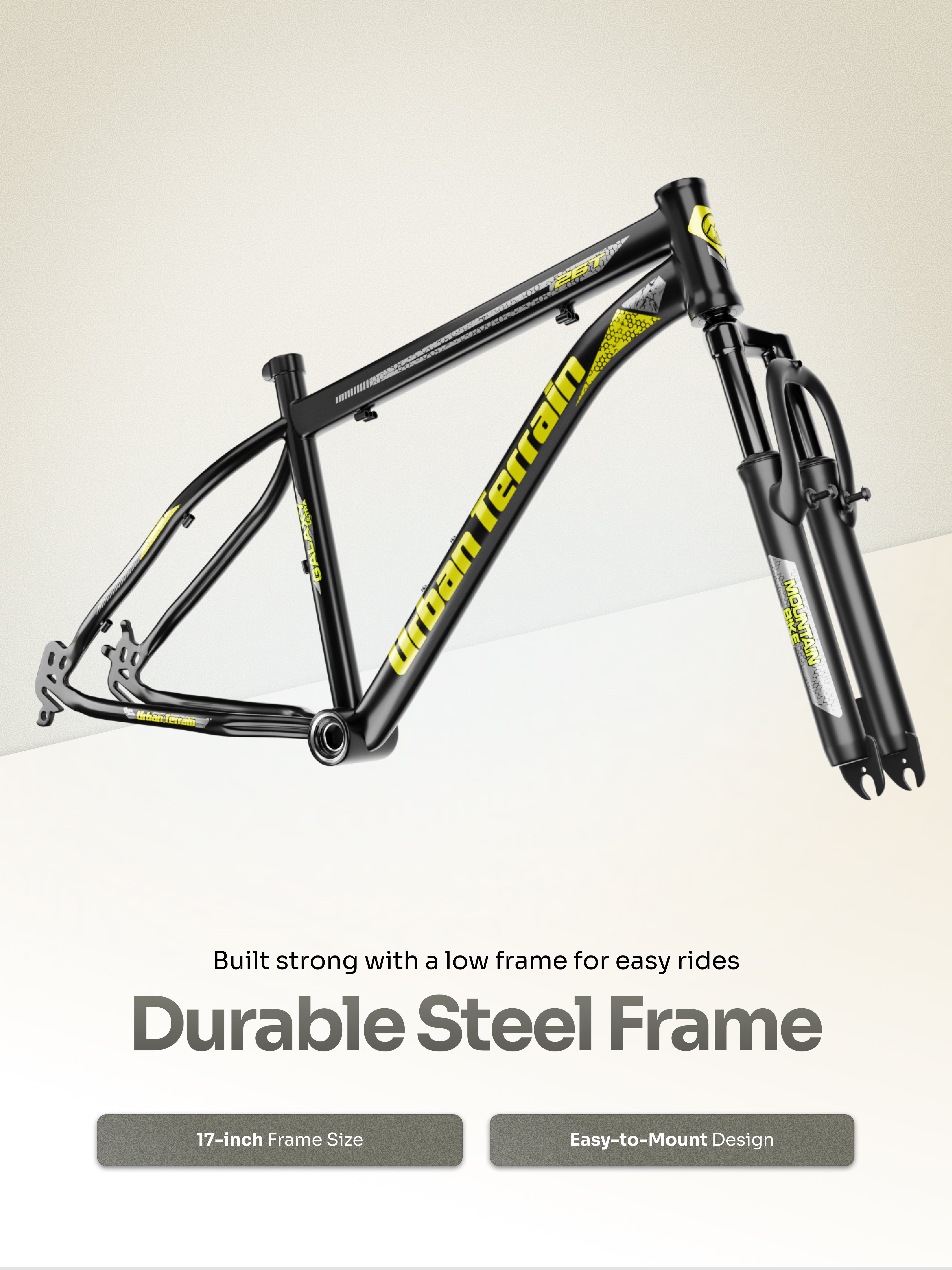 Galaxy Ultra Mountain Bike Steel 21 Speed Cycle 26 inch Tyre, Green With Front Suspension, Single Wall Rim and Dual Disc Brakes Ideal For 5 ft to 5.7 ft