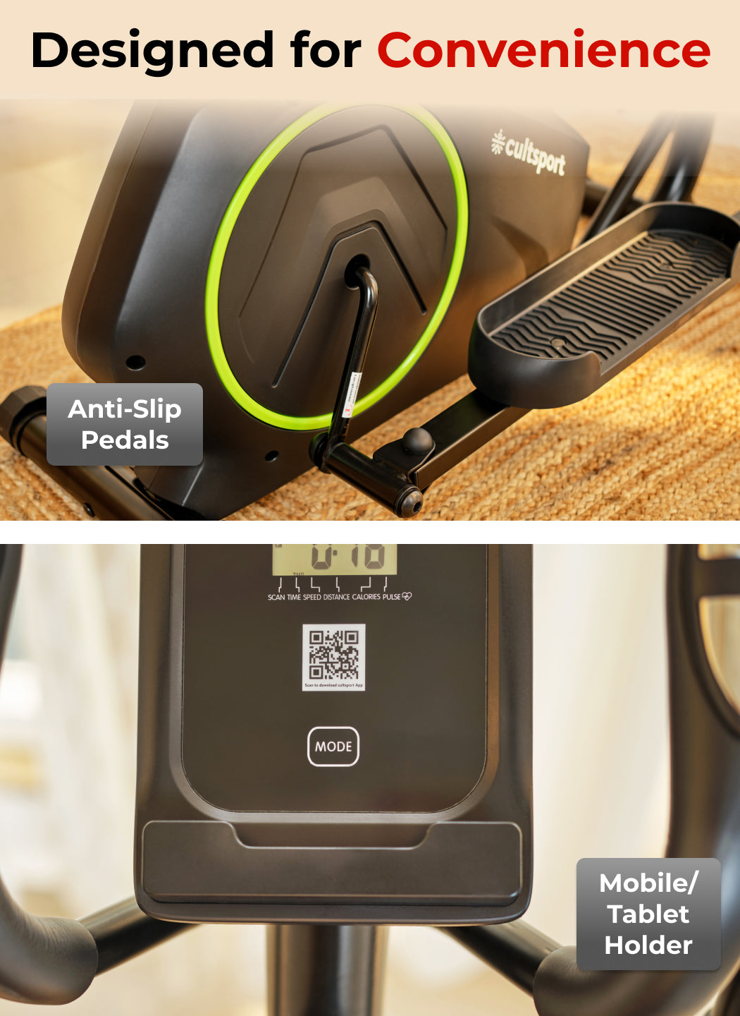 Smartcross B1 Elliptical Cross Trainer with 2kg Flywheel | Max Weight-120kg | 8 Level Magnetic Resistance (with 6 months extended warranty)