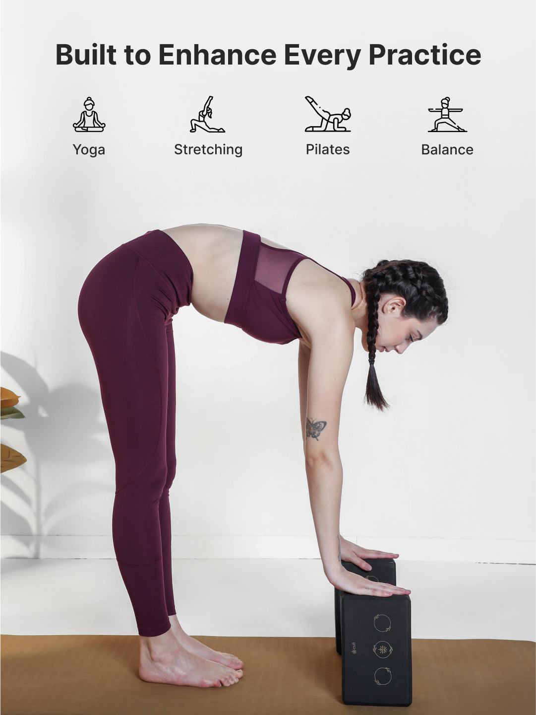 Pack of 2 EVA Yoga Blocks 80mm Black – Non-Toxic, Anti-Skid & Durable