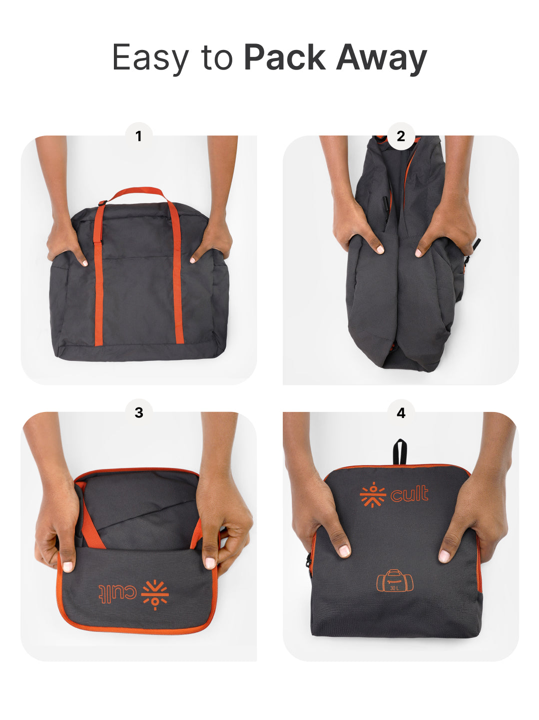 cult Foldable Duffle Bag 30L Grey