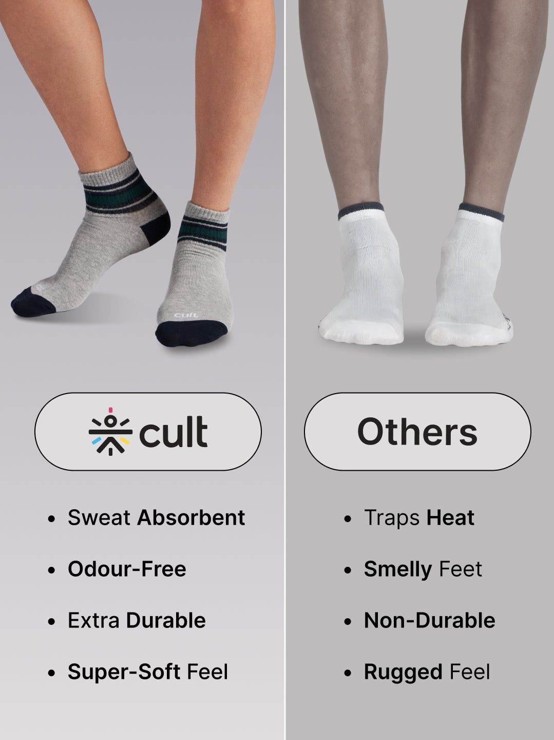 Sports Ankle Length Pack of 3 Grey Patterned Men's Cotton Socks