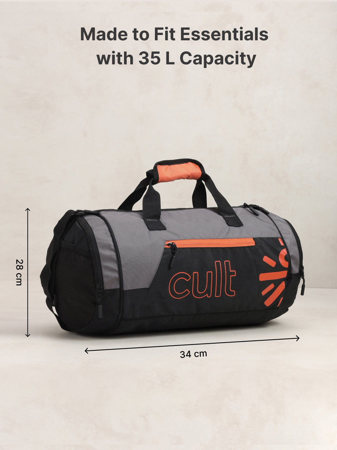 Cult Unisex Grey Duffle Bag with Shoe Compartment