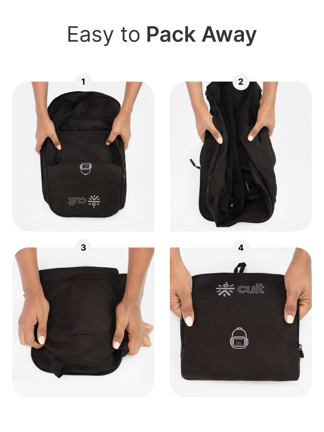 cult Foldable Backpack 25L Black