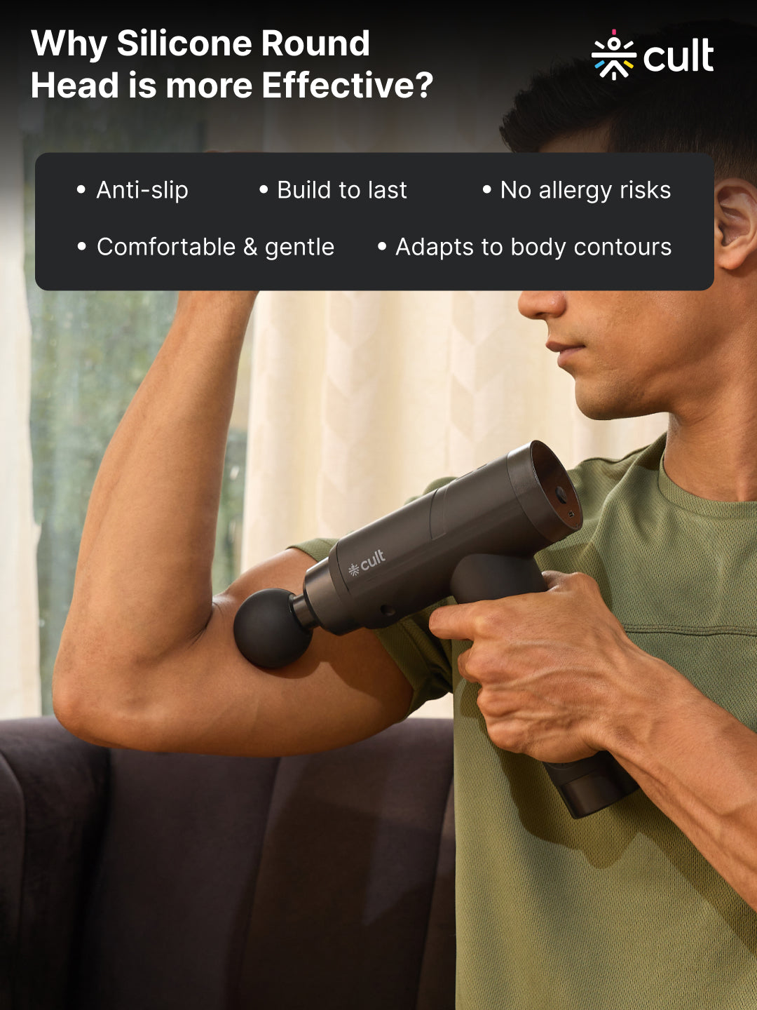 Cult Volt Pro, Full Body Professional Gun Massager, 4500 mAh battery, QuietMotion Tech, Deep Tissue Percussions, 4 Interchangeable heads, 6 Speed levels, Silicone head, Carry Pouch.