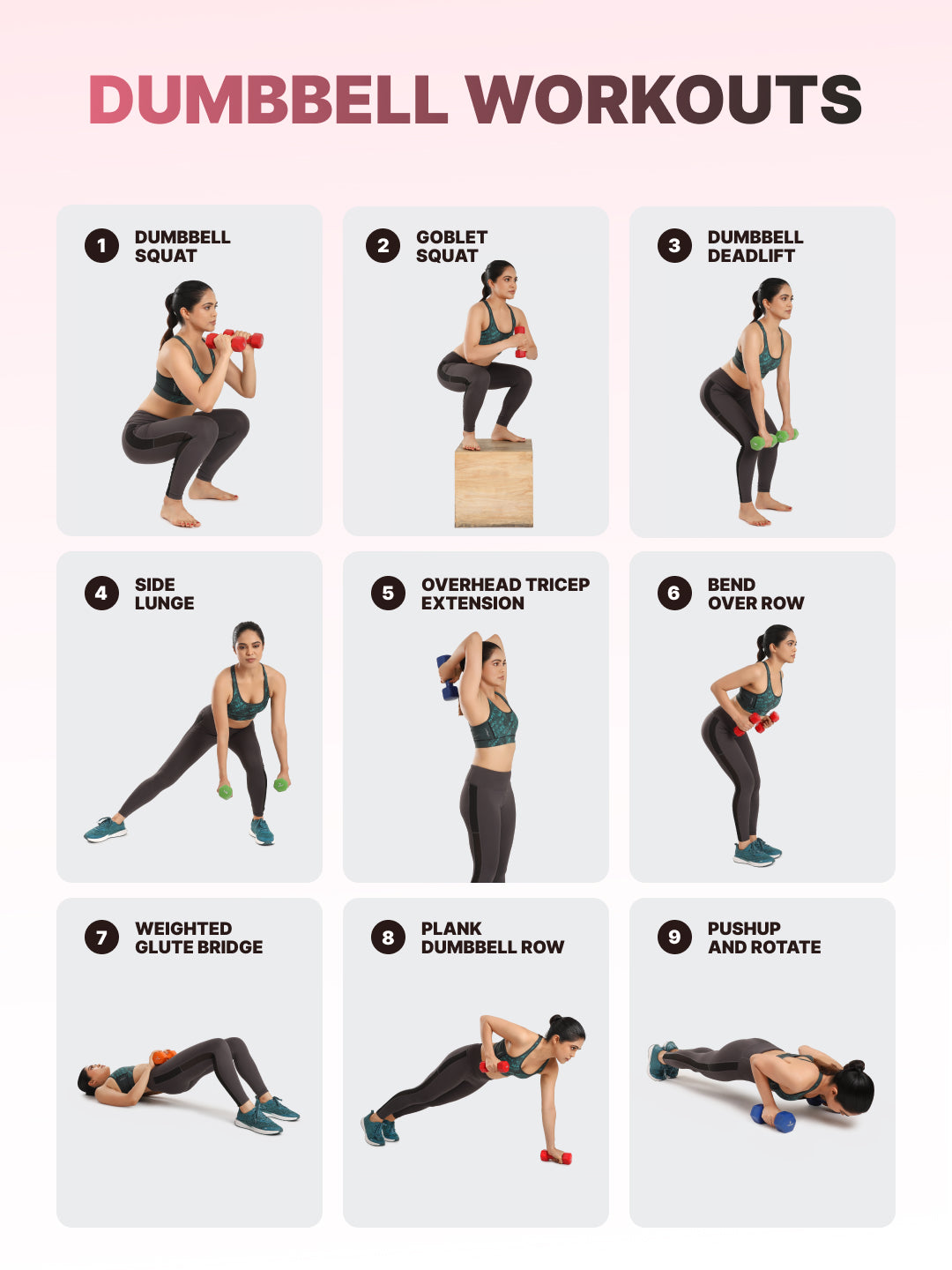 Cult 1KGx2 Vinyl Dumbbells For Home & Gym Exercises (Pink)