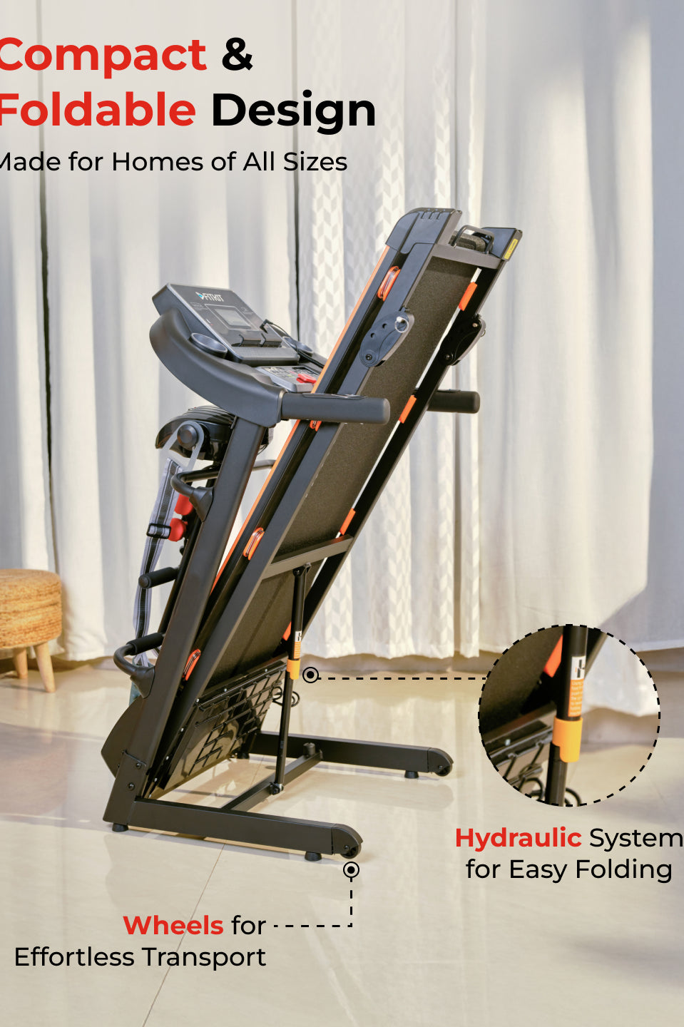 FT100M Treadmill 3.25HP | Massager | 3-level Manual-Incline | Max Weight-110kg | Max Speed-14.8kmph (with 6 months extended warranty)