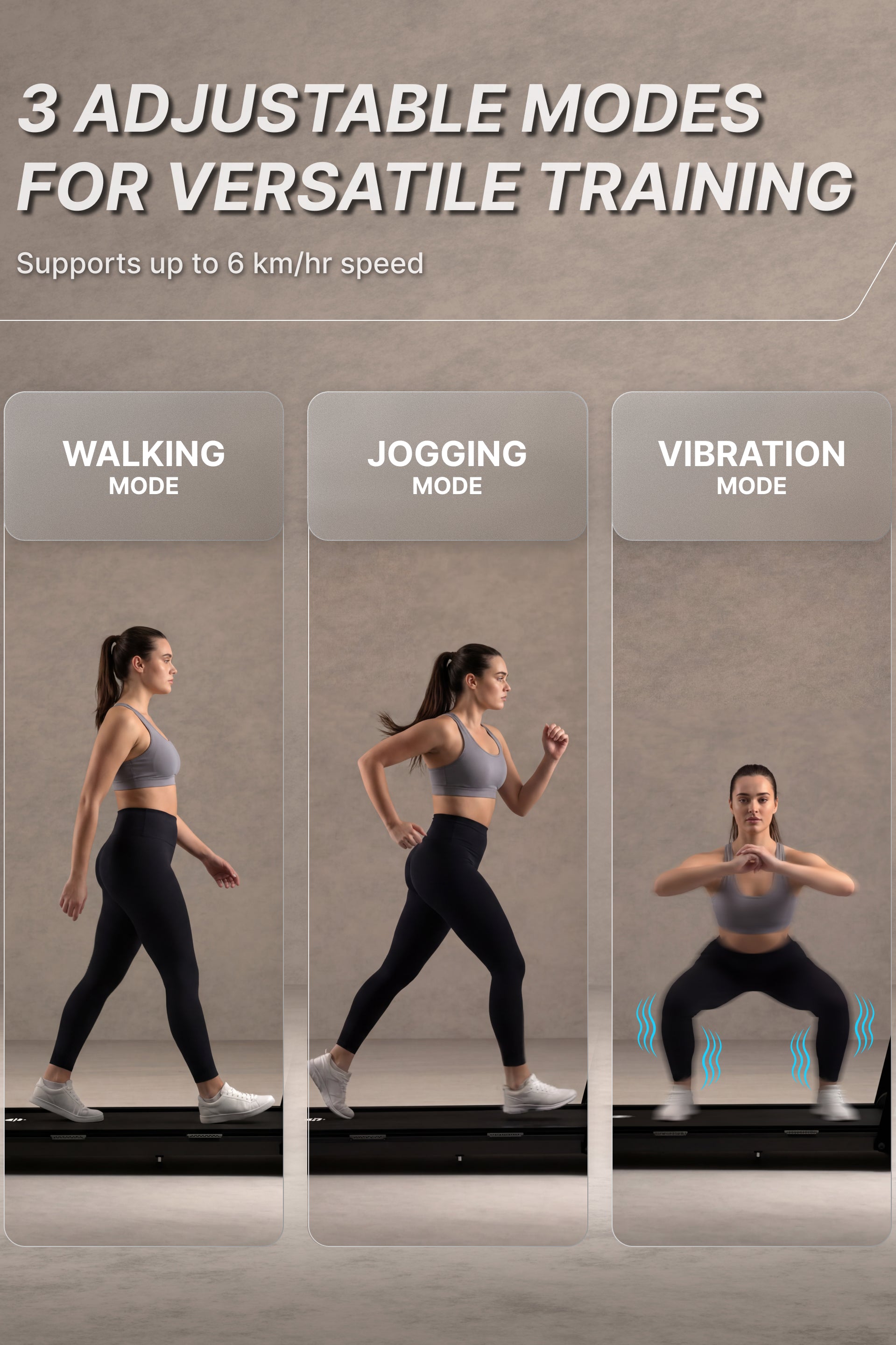 CultVibe 3-in-1 Walking Pad/Walk, Jog & Vibration | 4 HP BLDC Peak Motor | 150 Kg Max Load | 8 Vibration Modes | Remote Control & Tablet Holder | Treadmill for Home Use