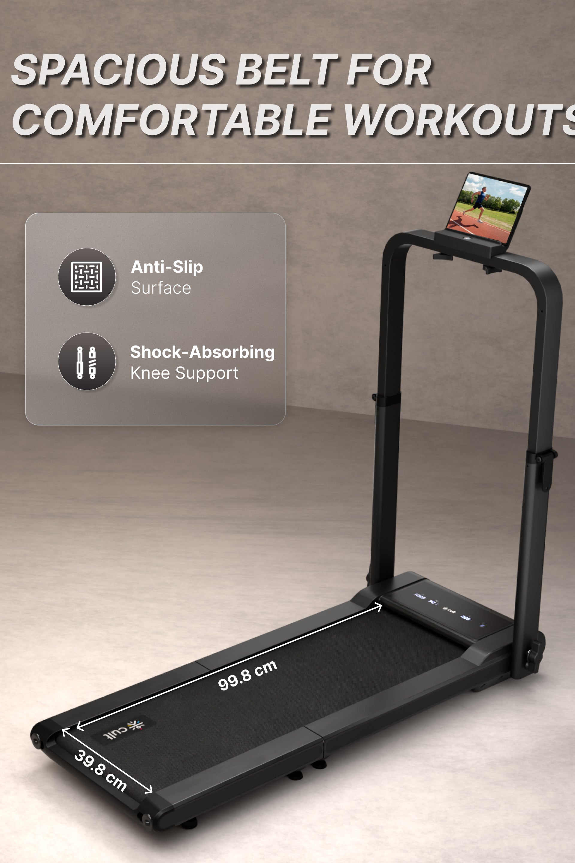 Cult Fold Plus Center-Folding Walking Pad with 5HP Motor with Easy Remote Control | Max User 130kg | Top Speed 6kmph | Running Deck 39.3 x 15.7 inches | Space Saving & Perfect for Home use Treadmill (with 6 Months Extended Warranty)