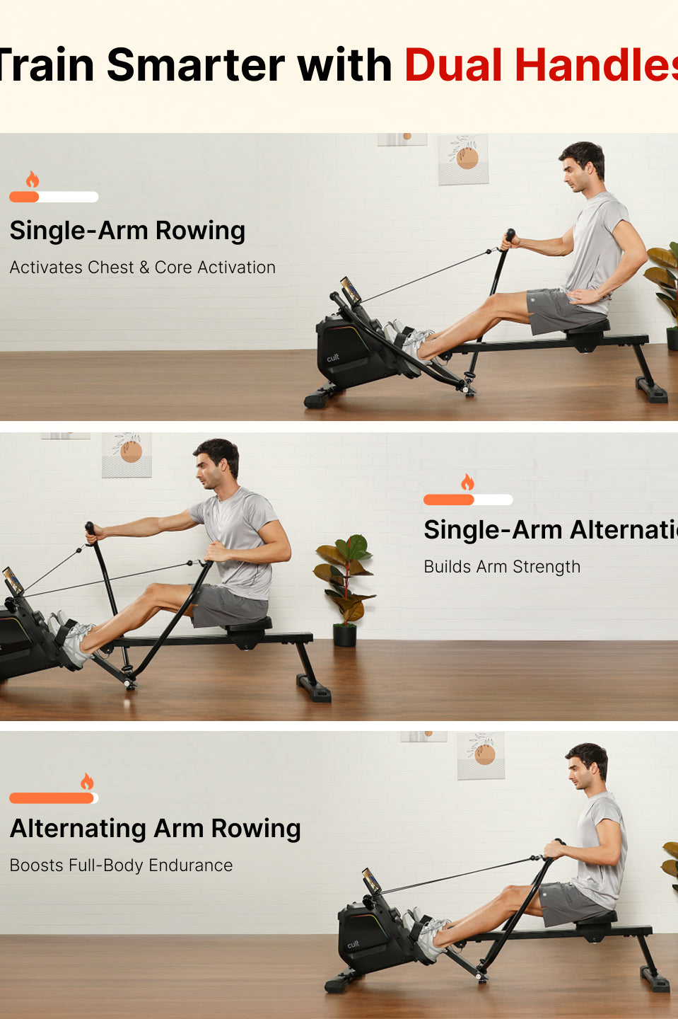 Cult SmartRowDualGlide Full-Motion Magnetic Rower | 120Kg Max Weight | Quiet Home Use Rowing Machine (with 6 months extended warranty)