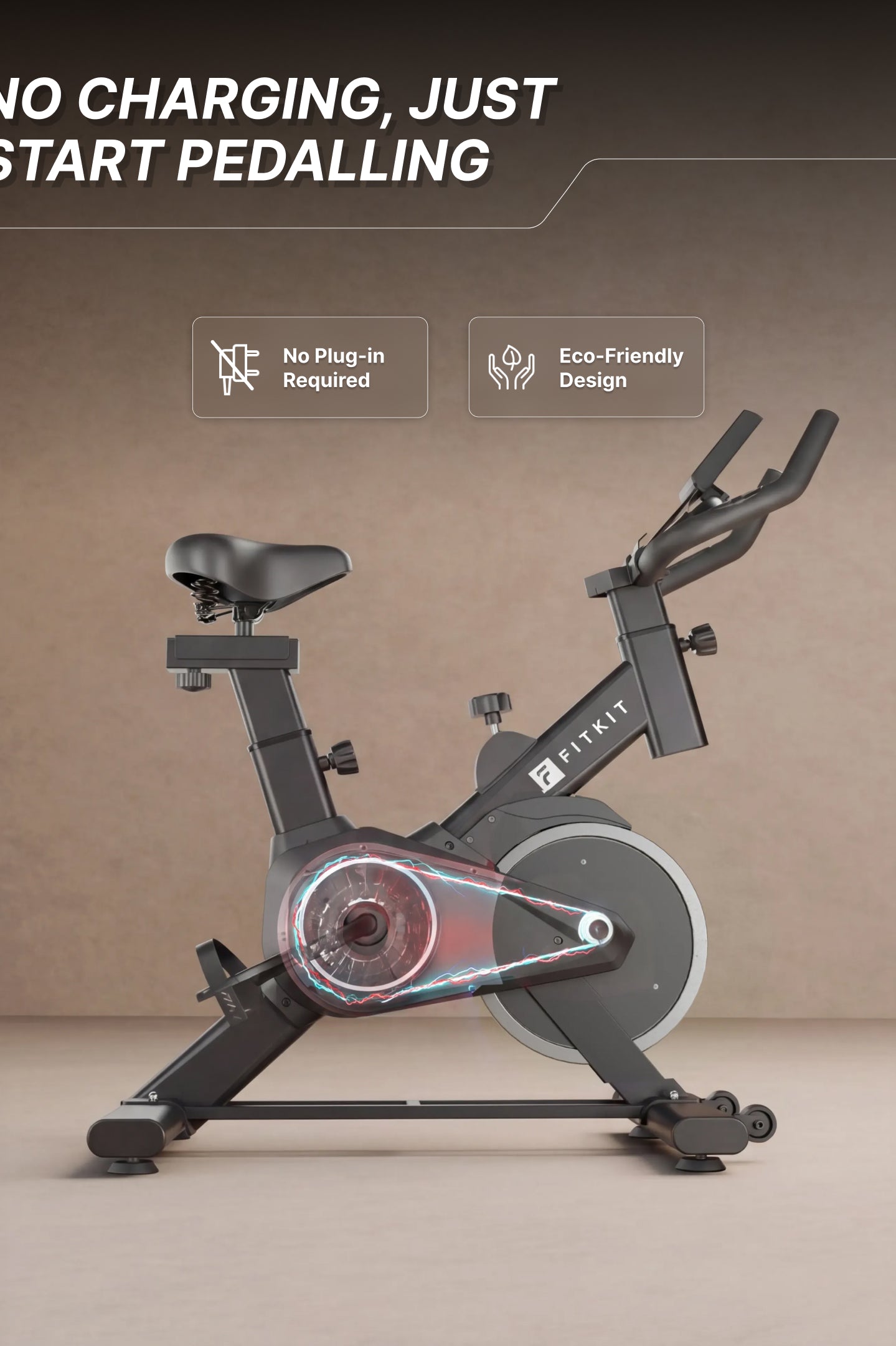 Fitkit by Cult FK8001 Spin Bike with 8Kg Flywheel, LED screen, Adjustable Brake Pad Resistance with Belt Drive System for Fitness at Home Workouts | Max Weight : 130 kg (Black)
