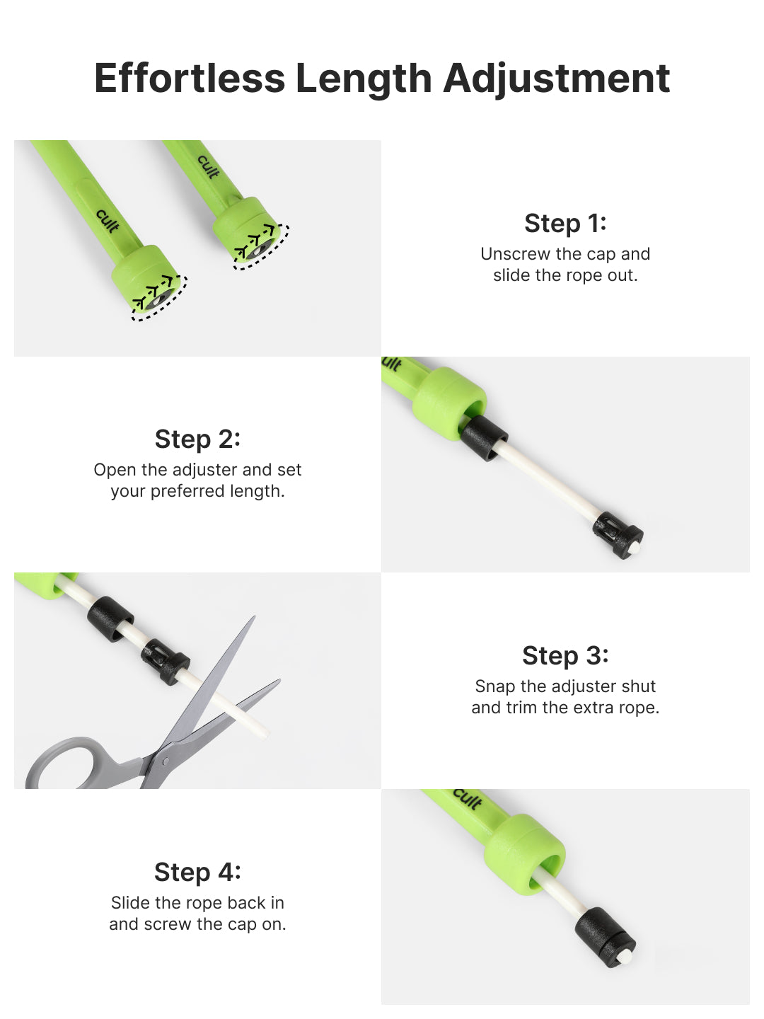 Pencil Skipping Rope for Gym & Home Exercise – Adjustable, Tangle-Free – White