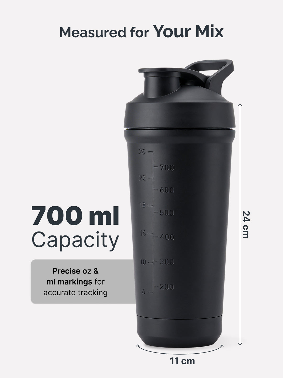 Cult Black Steel Shaker Bottle 700 ml with Bottom Opener – Leakproof & Built for Performance
