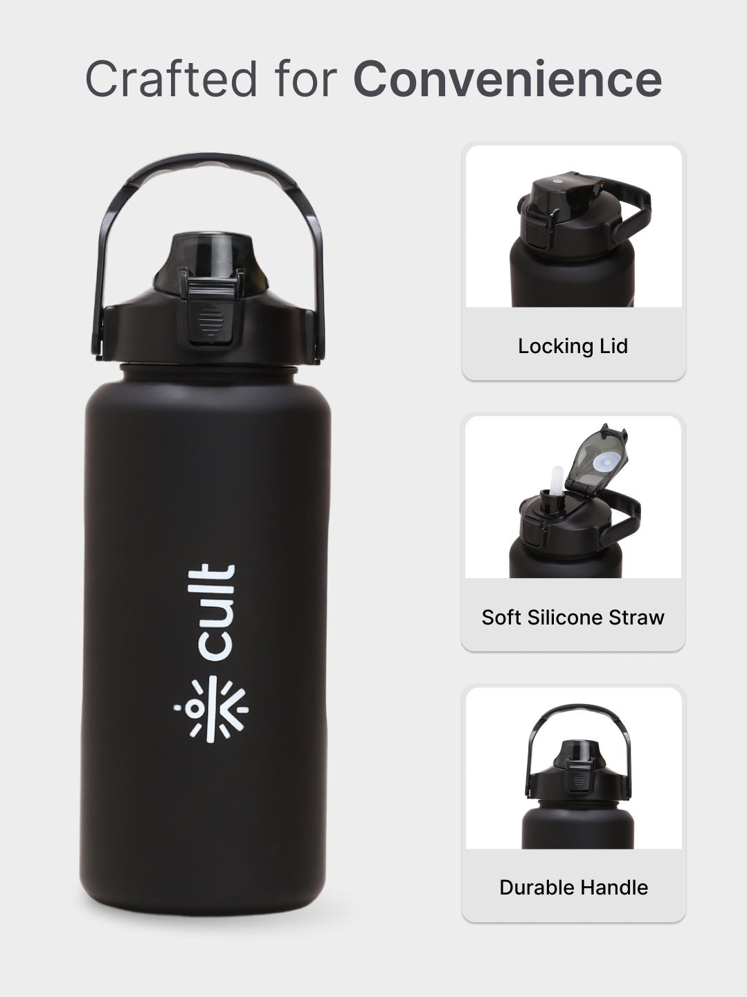 Motivational Bottle Set of 1L and 2L Black