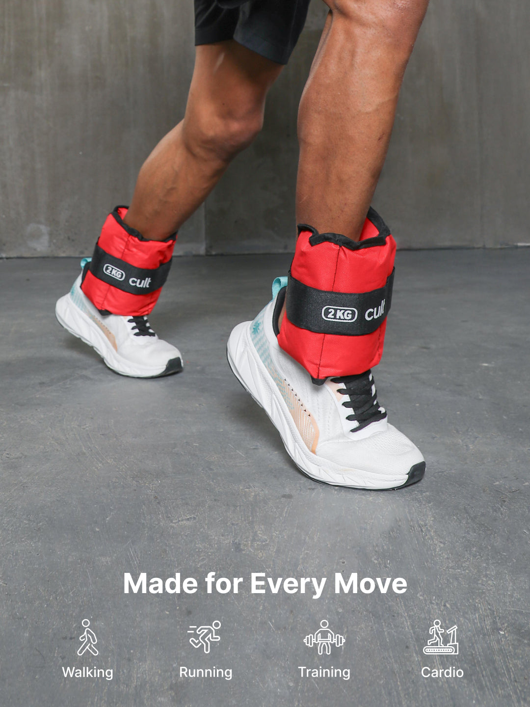 Ankle Weights 4 kg (2 kg Each Strap) Red – Strength Training, Running, Yoga & Home Workouts