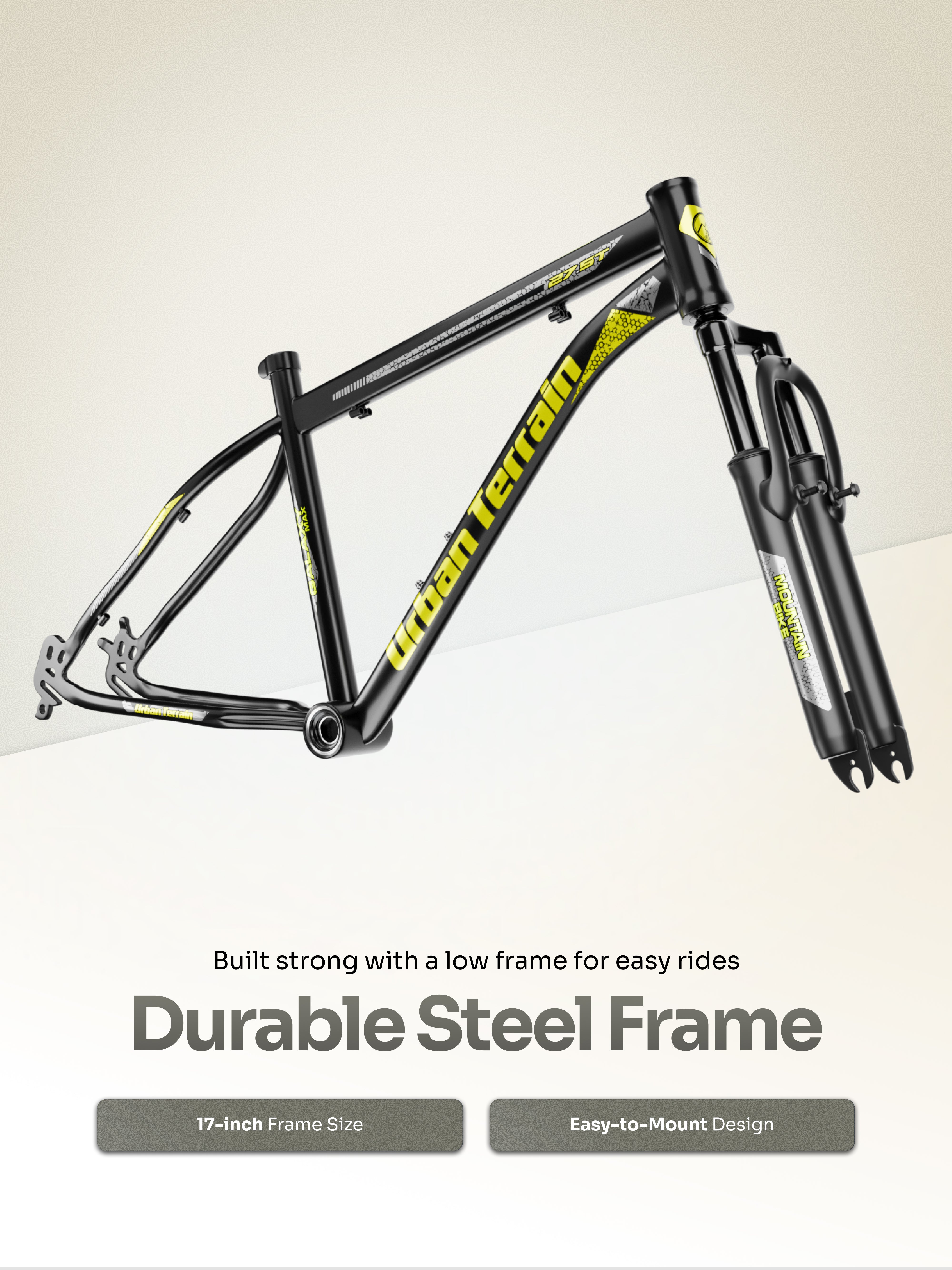 Galaxy Max Mountain Bike Steel 7 Speed Cycle 27.5 inch Tyre, Green With Front Suspension, Single Wall Rim and Dual Disc Brakes Ideal For 5.2 ft to 6 ft