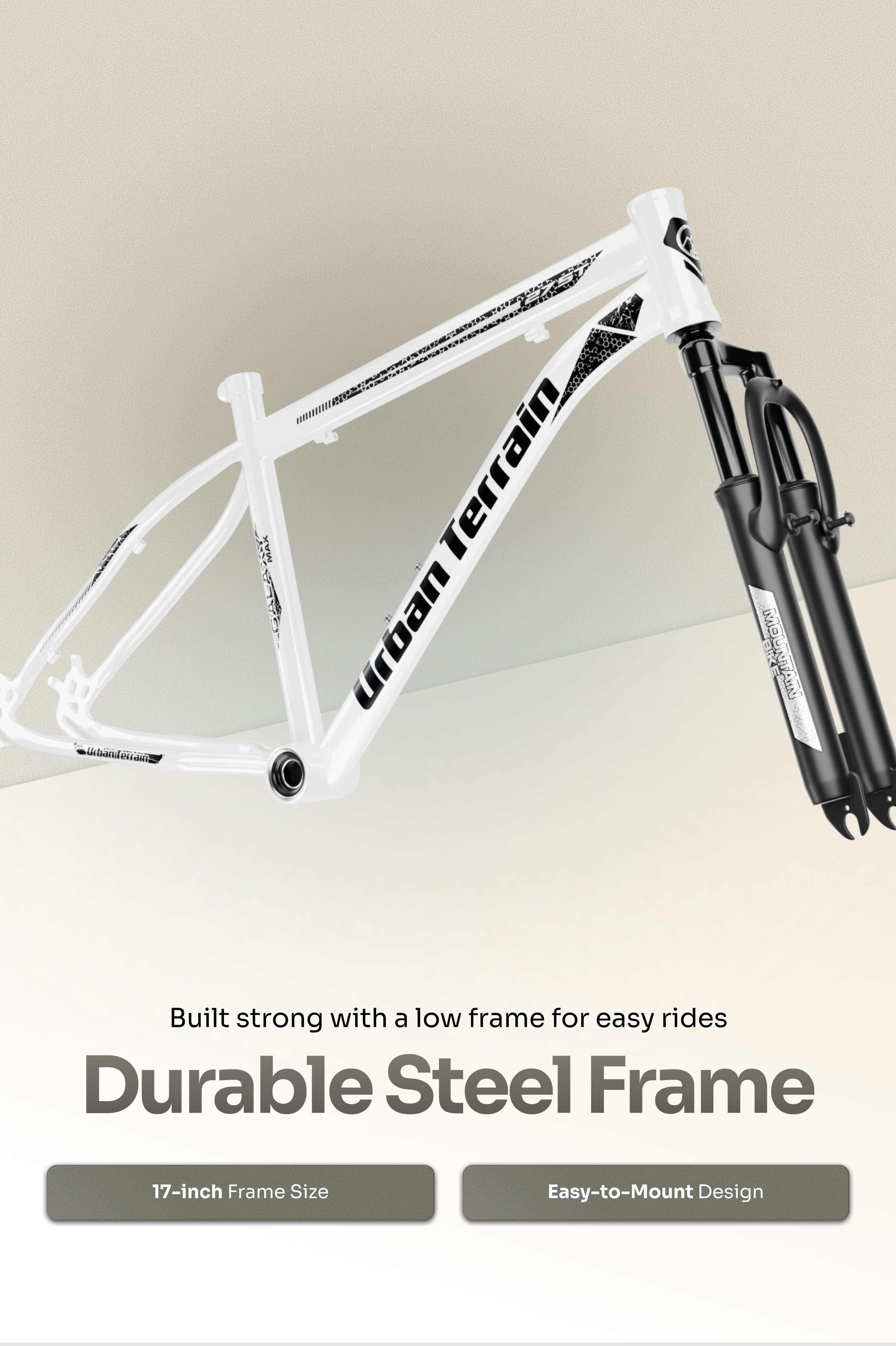 Galaxy Max Mountain Bike Steel 7 Speed Cycle 27.5 inch Tyre, White With Front Suspension, Single Wall Rim and Dual Disc Brakes Ideal For 5.2 ft to 6 ft