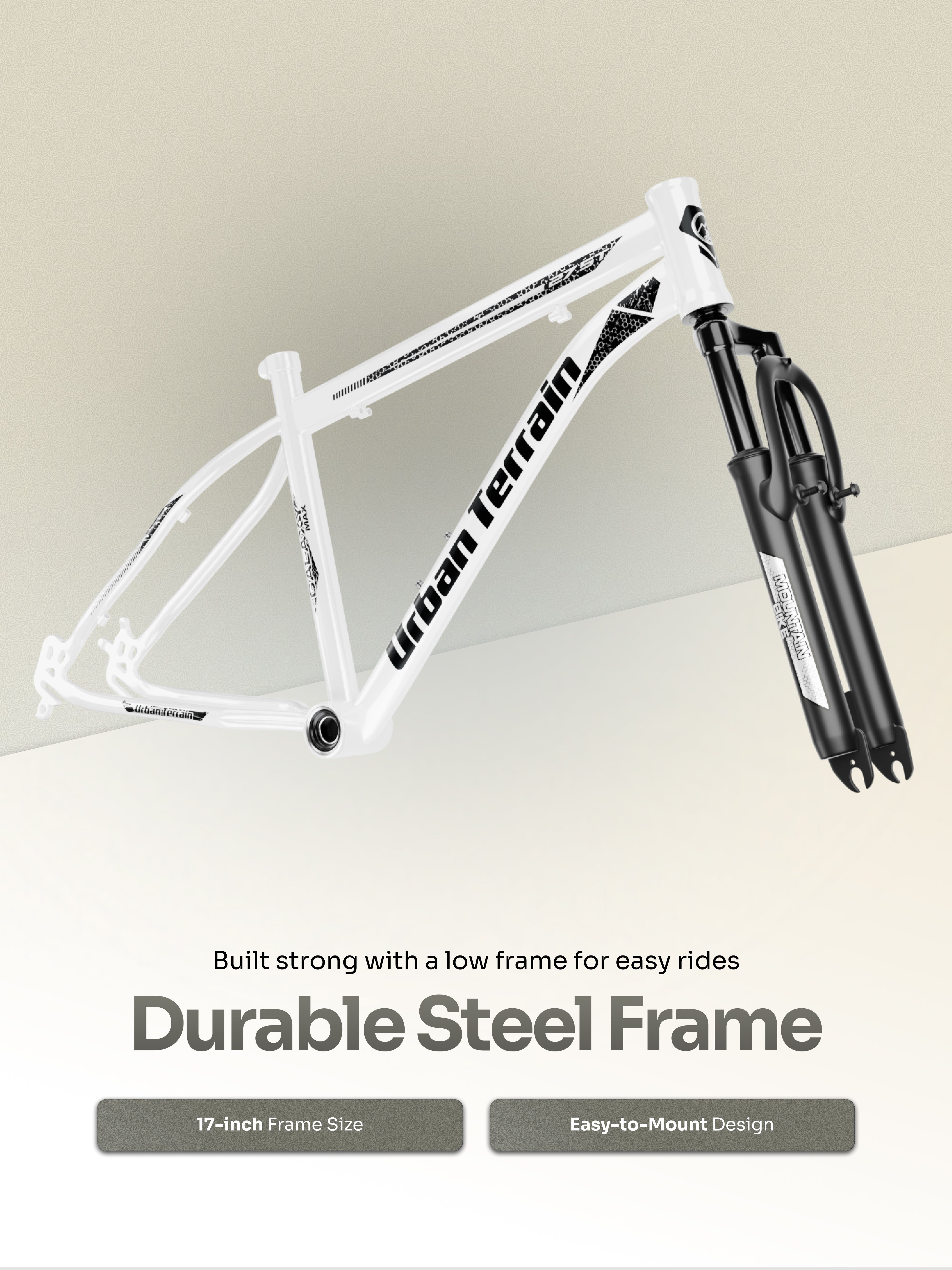 Galaxy Max Mountain Bike Steel 7 Speed Cycle 27.5 inch Tyre, White With Front Suspension, Single Wall Rim and Dual Disc Brakes Ideal For 5.2 ft to 6 ft