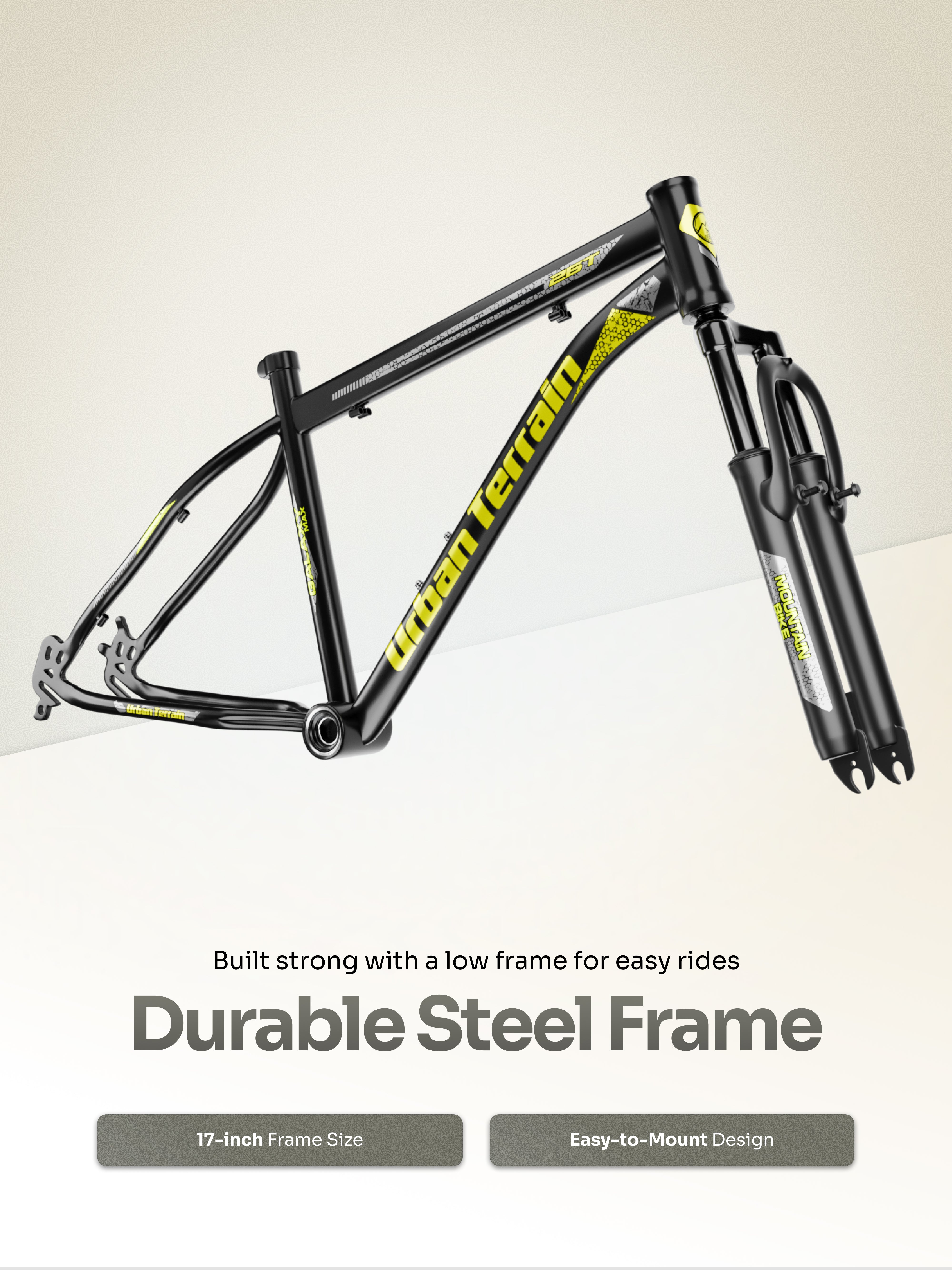 Galaxy Max Mountain Bike Steel 7 Speed Cycle 26 inch Tyre, Green With Front Suspension, Single Wall Rim and Dual Disc Brakes Ideal For 5 ft to 5.7 ft, Free Trainer Sessions and Cycling Event