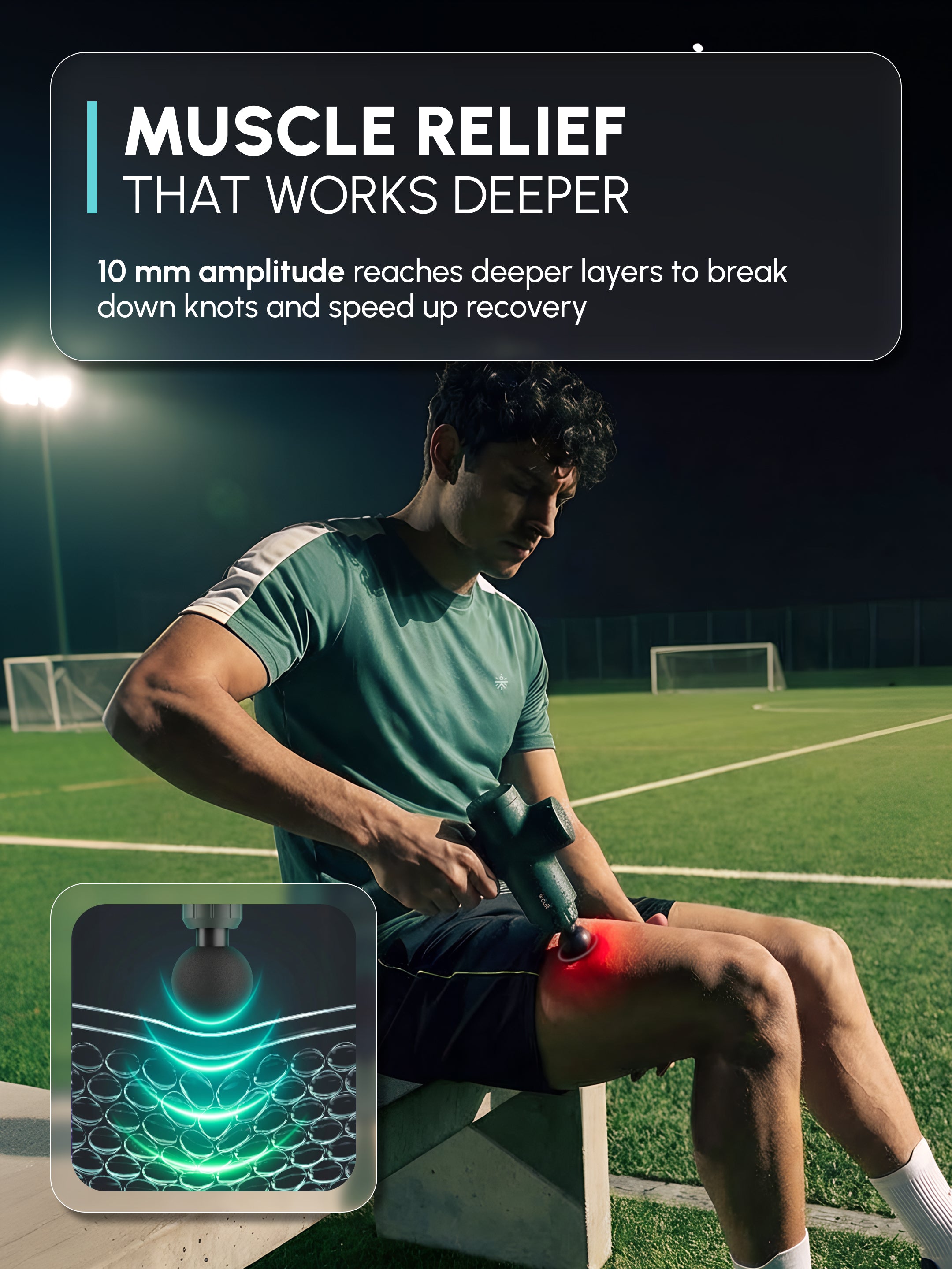 Cult TORQ X Massage Gun for Deep Tissue Muscle Recovery | BLDC Motor, 10mm Amplitude, 6 Speed Levels, 6 Massage Heads, 6-Hour Battery | Pain Relief Massager for Hybrid Athletes, Runners & Fitness Enthusiasts, Green