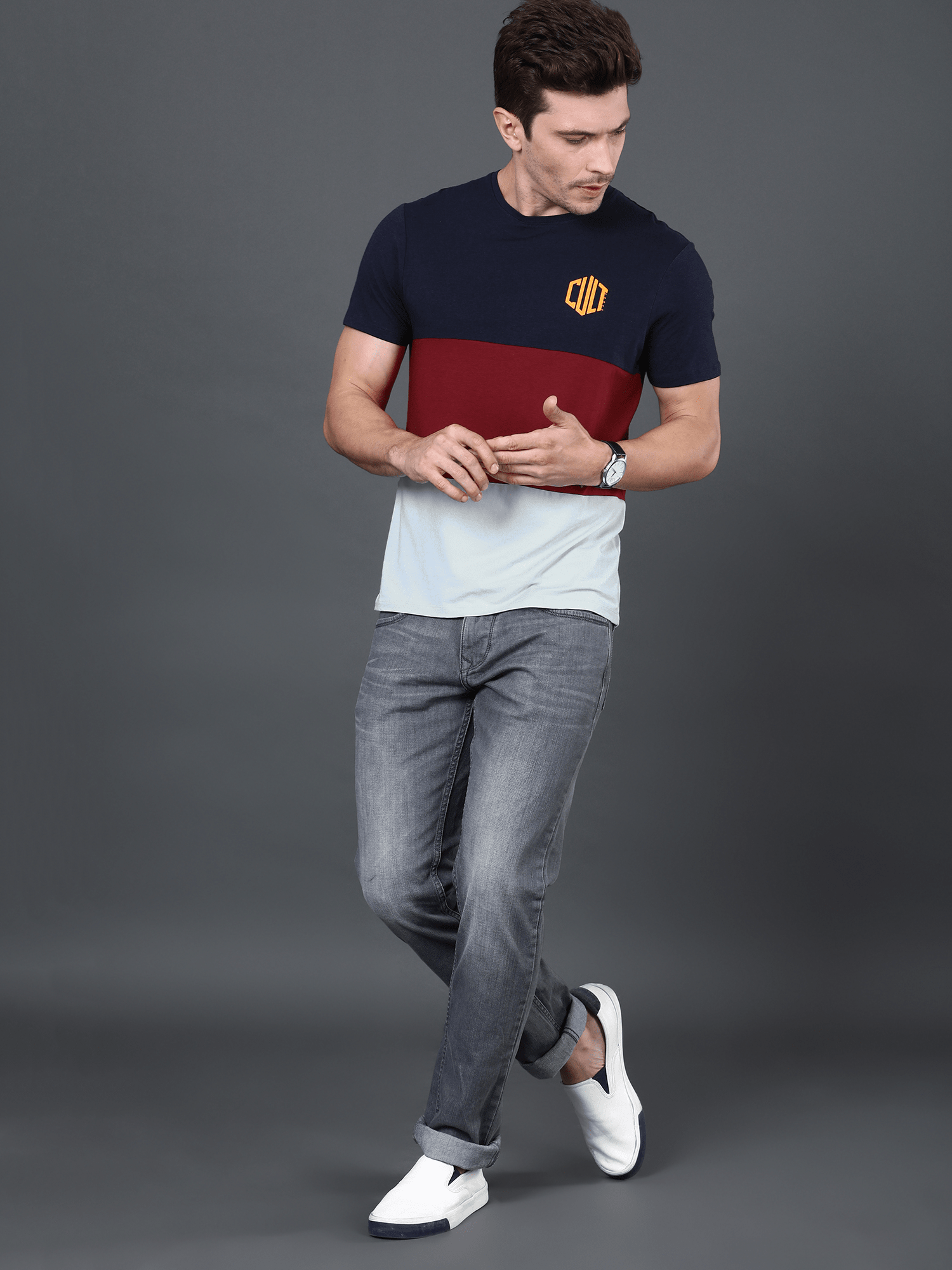 Bamboo Snug Navy Burgundy Casual Tee