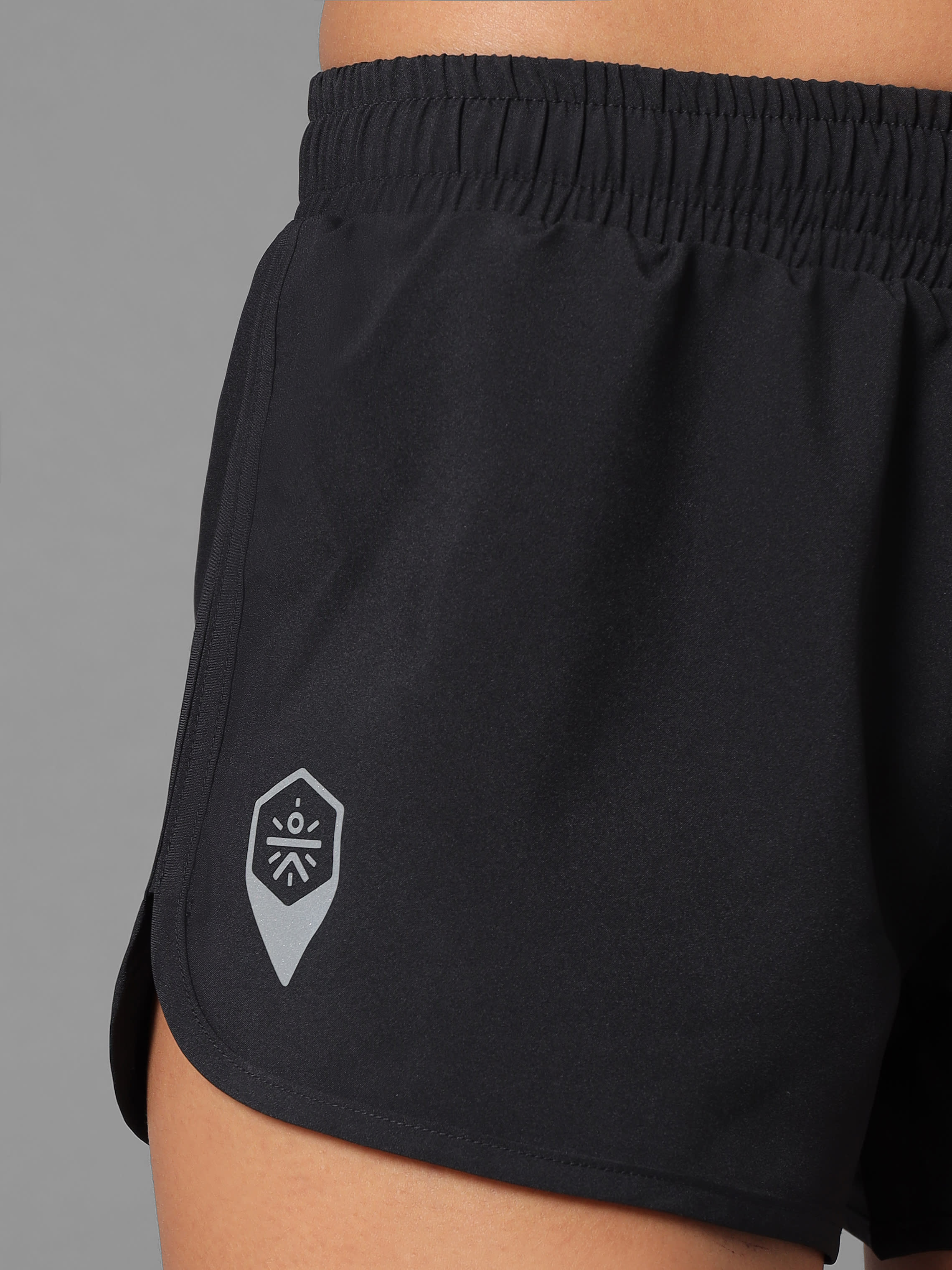 Women's Black Solid Workout Shorts