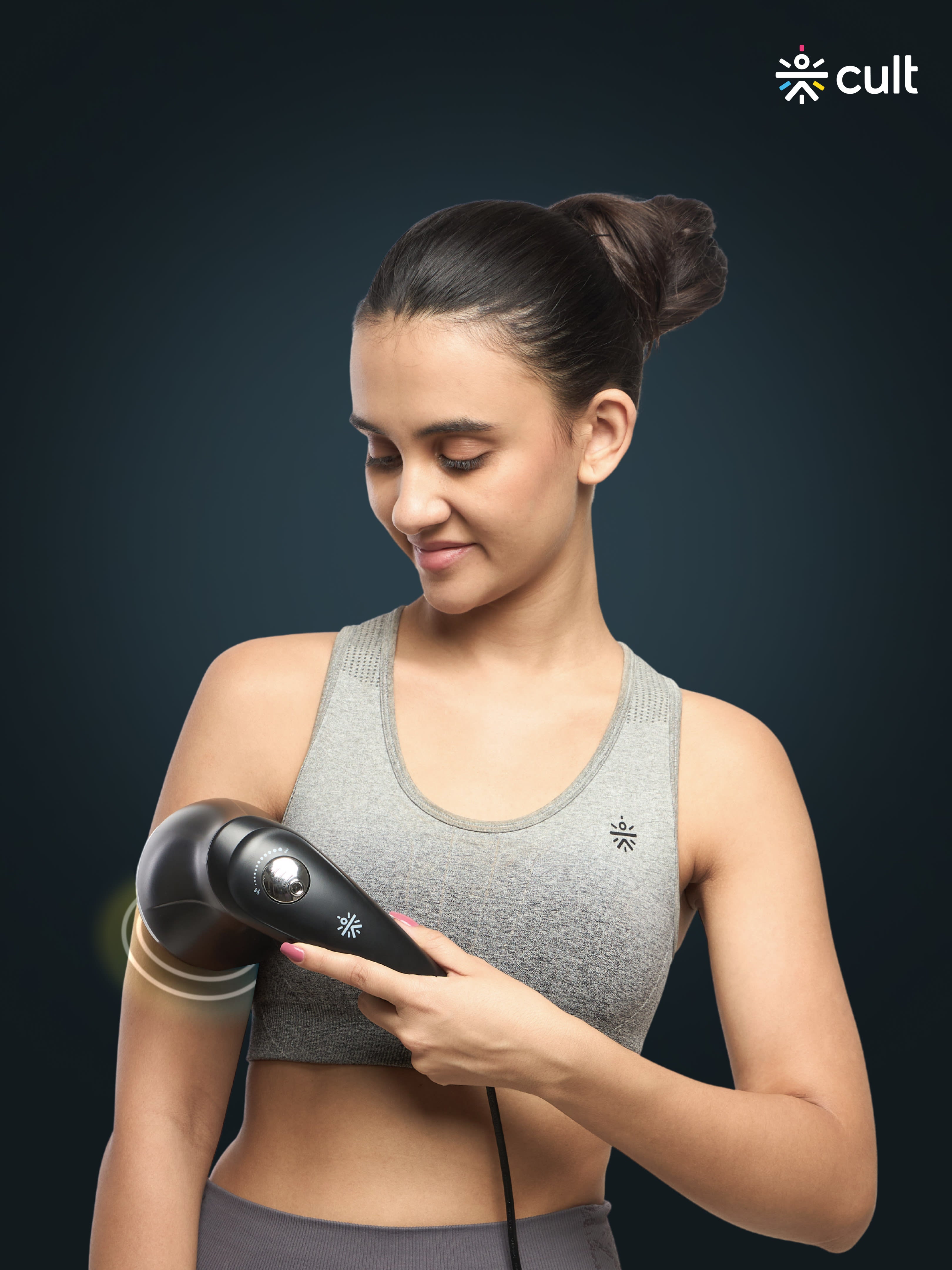 Cult Deep Sense Corded Electric Hammer Full Body Massager with 4 Interchangeable Heads +1 Protective Mesh Cover and Adjustable Speed Settings for Pain Relief and Relaxation.