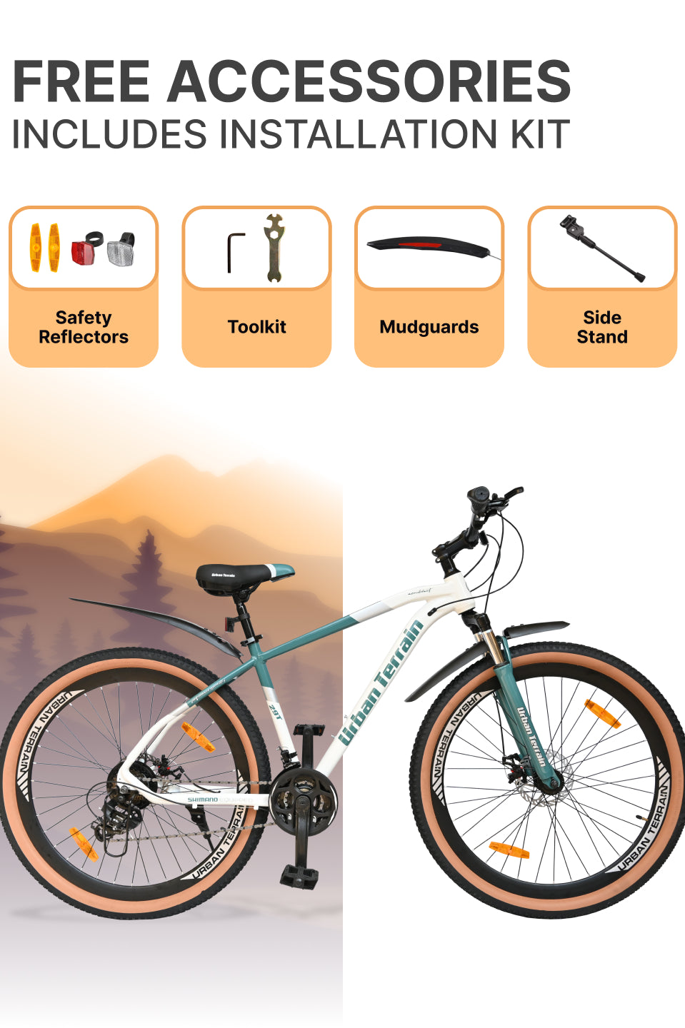 Aeroblast Mountain Bike Alloy Frame 21 Speed Cycle 29 inch With Front Suspension, Triple Wall Rim and Dual Disc Brakes, Ideal For 5.6 ft to 6 ft & above, 15+ Years, Unisex (WhiteBlue)