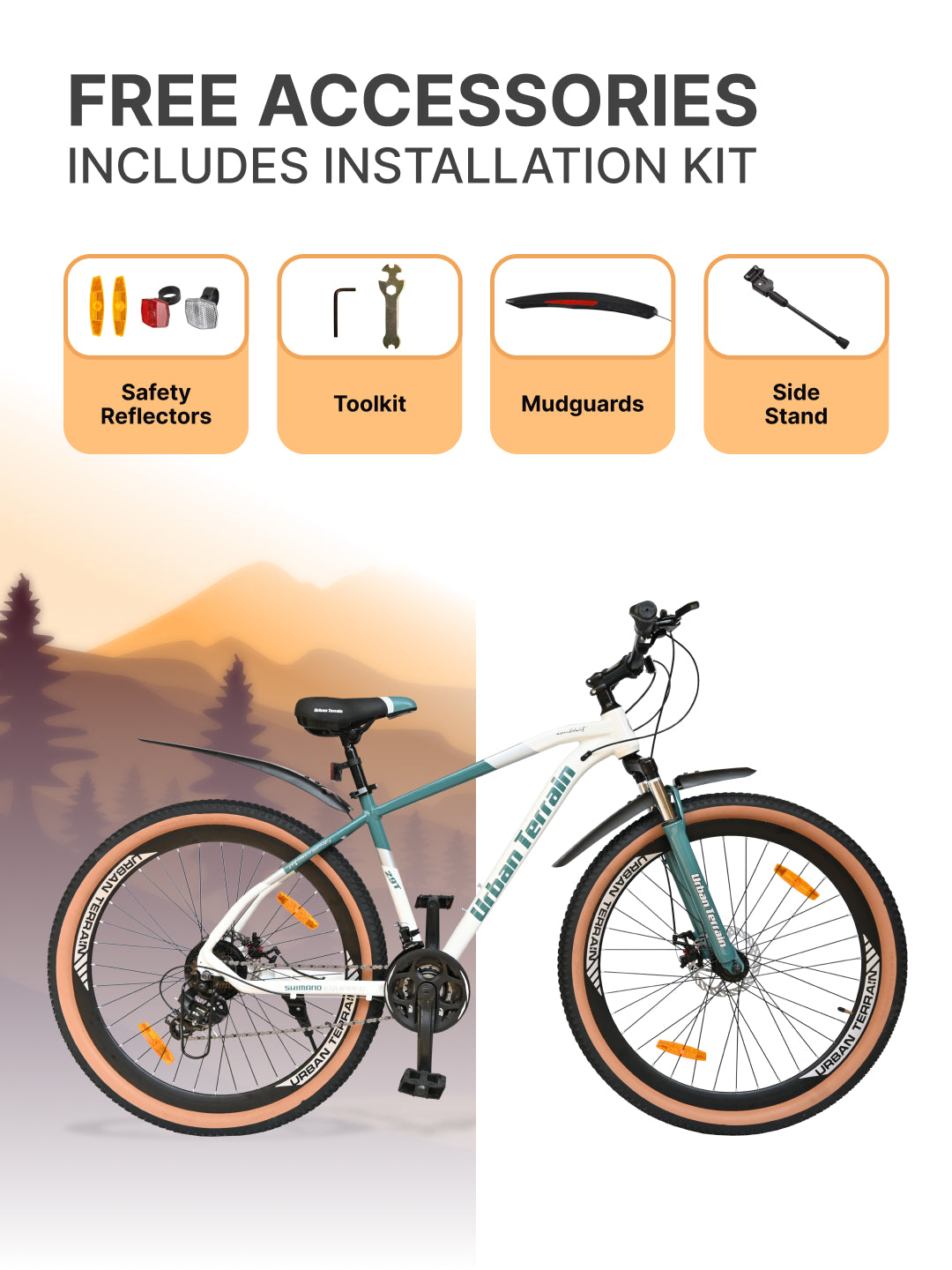 Aeroblast Mountain Bike Alloy Frame 21 Speed Cycle 29 inch With Front Suspension, Triple Wall Rim and Dual Disc Brakes, Ideal For 5.6 ft to 6 ft & above, 15+ Years, Unisex (WhiteBlue)