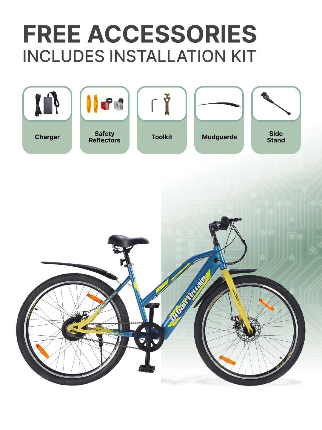 BOLTON27.5TBLUE with 4 hrs Fast Charge, Cycling Event BLDC Motor 27.5 inches Single Speed Lithium-ion (Li-ion) Electric Cycle, Ideal for Unisex, 15+ Years