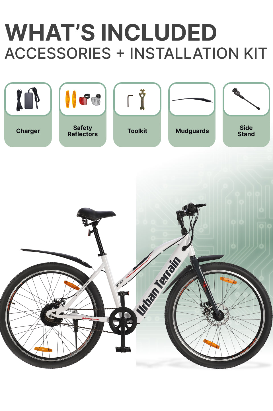 BOLTON27.5TWHITE with 3.5 hrs Fast Charge, Cycling Event BLDC Motor 27.5 inches Single Speed Lithium-ion (Li-ion) Electric Cycle, Ideal for Unisex, 15+ Years